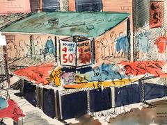 Watercolor of Maxwell Street in Chicago by David Segel