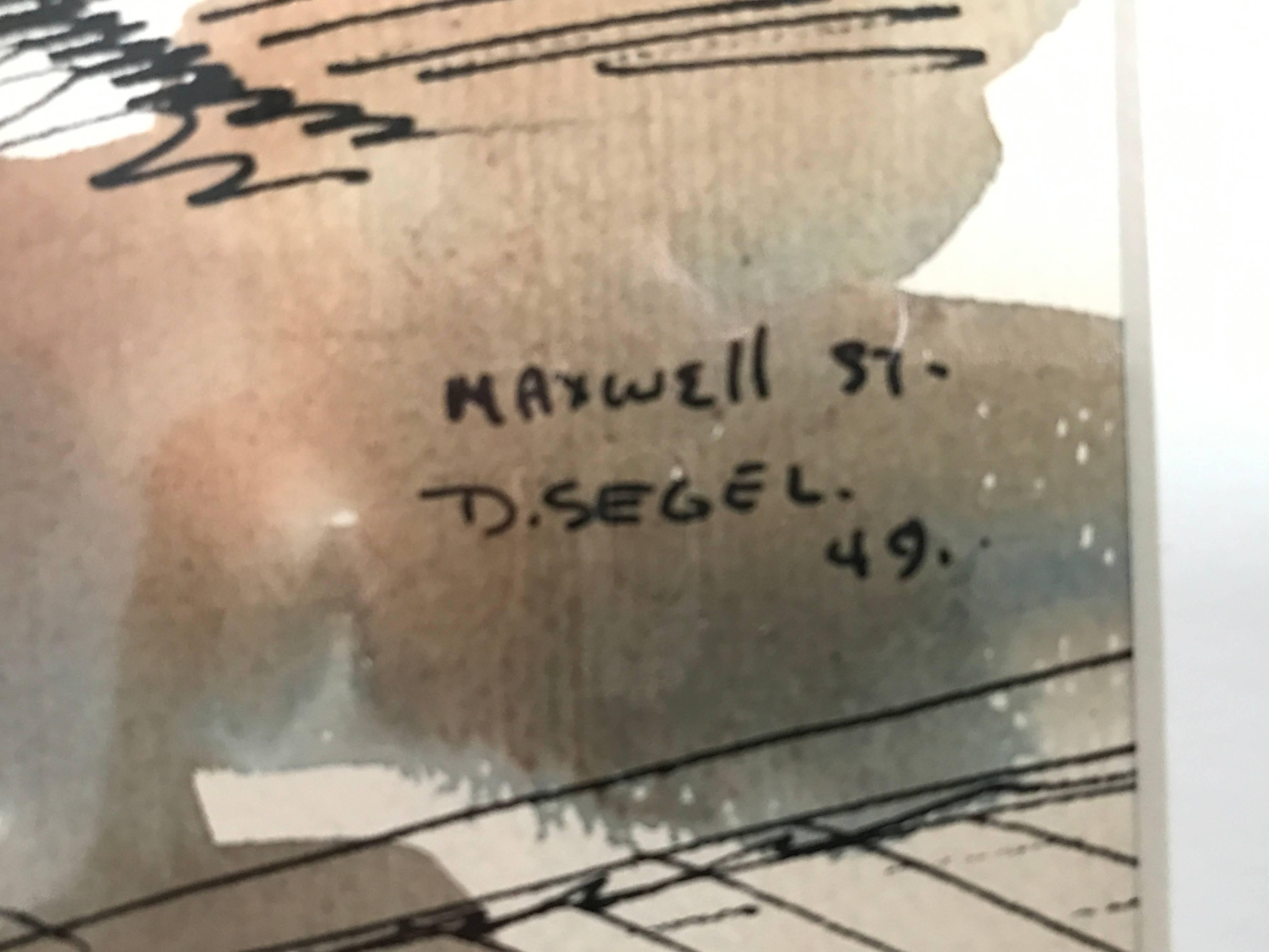 Watercolor of Maxwell Street in Chicago by David Segel In Excellent Condition In Pasadena, CA