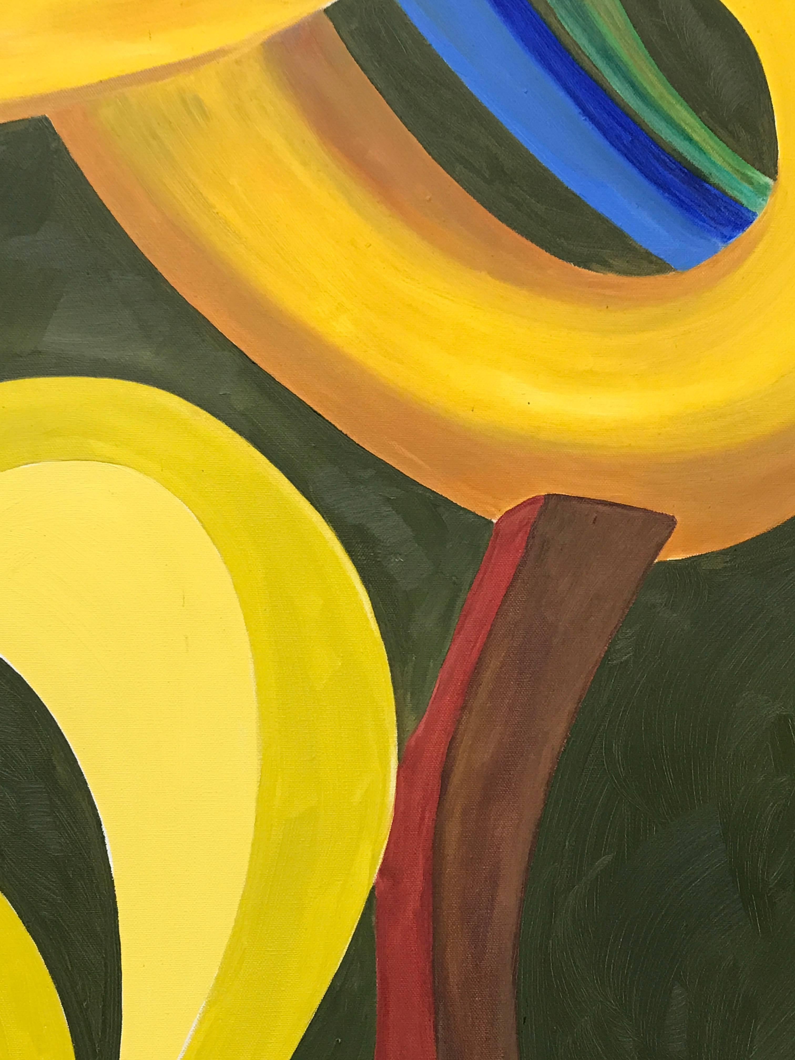 American Green and Yellow Abstract Oil Painting by George Mullen