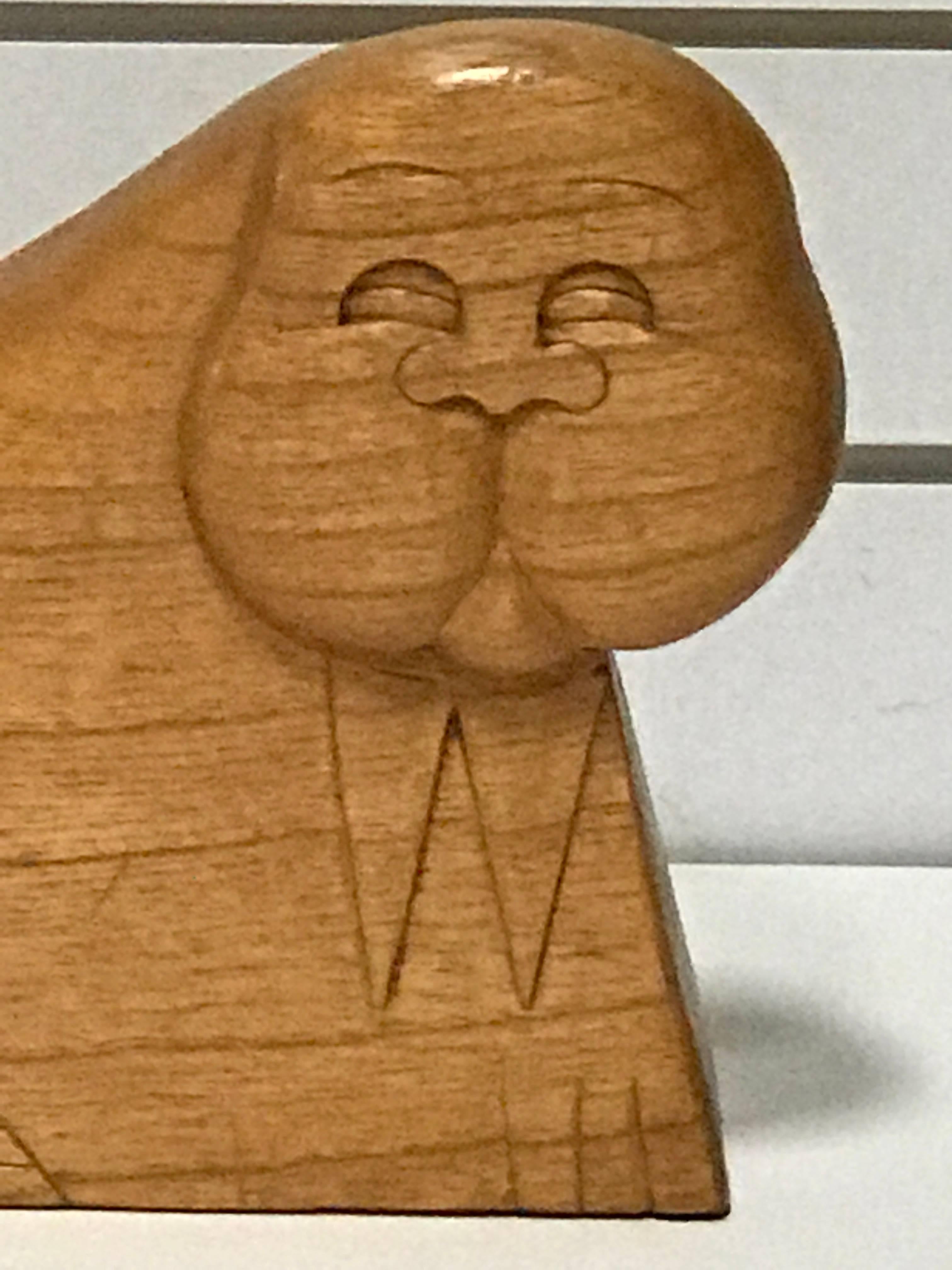Mid-Century Modern Whimsical Wood Sculpture of a Wlarus