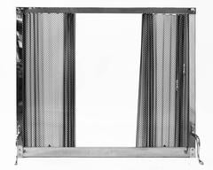 1970s Chromed Fireplace Screen with Metal Curtain