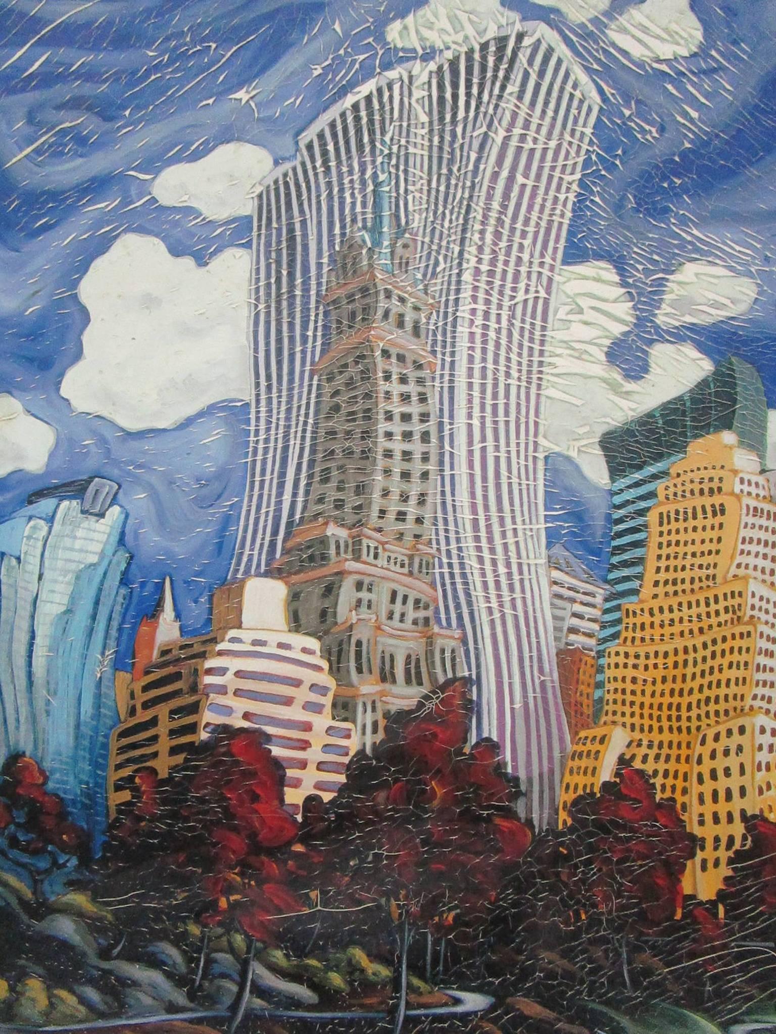 Painted Cityscape Painting on Canvas