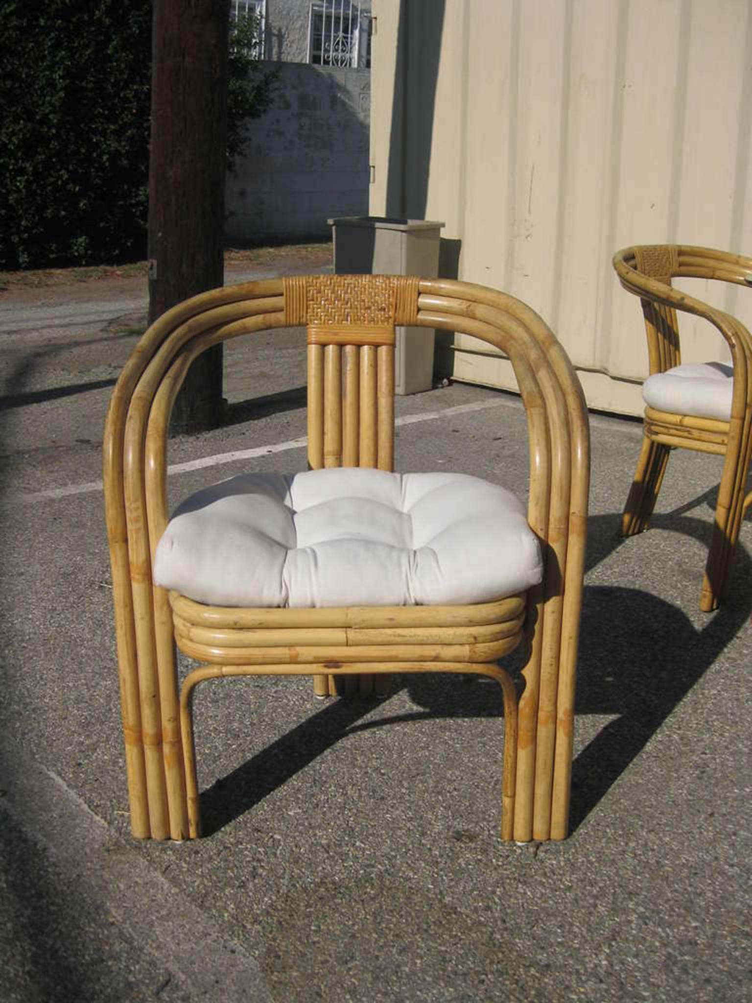 Bamboo and Rattan Dining Set in the Manner of Paul Frankl In Good Condition In Pasadena, CA