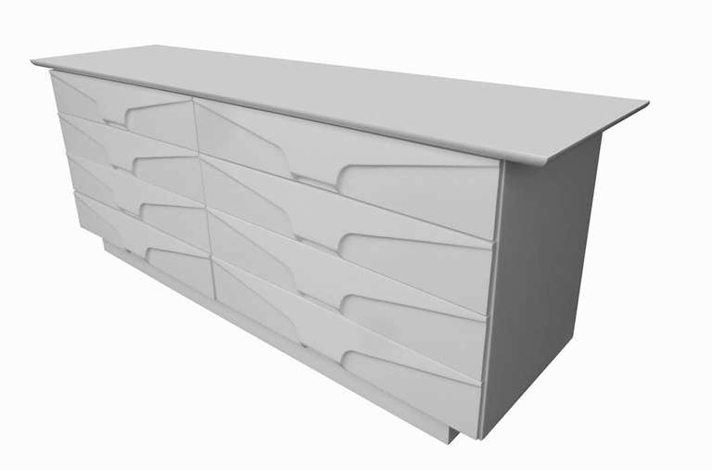 Wood Sleek White Lacquered Chest of Drawers