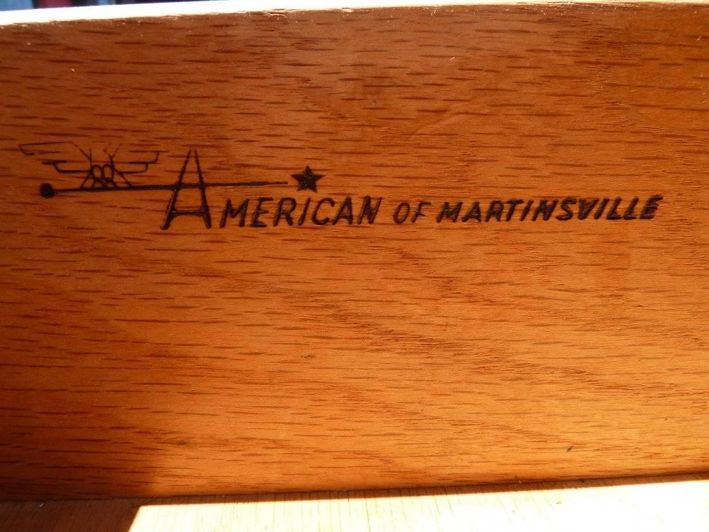 Brass Walnut Nightstands by American of Martinsville, Pair