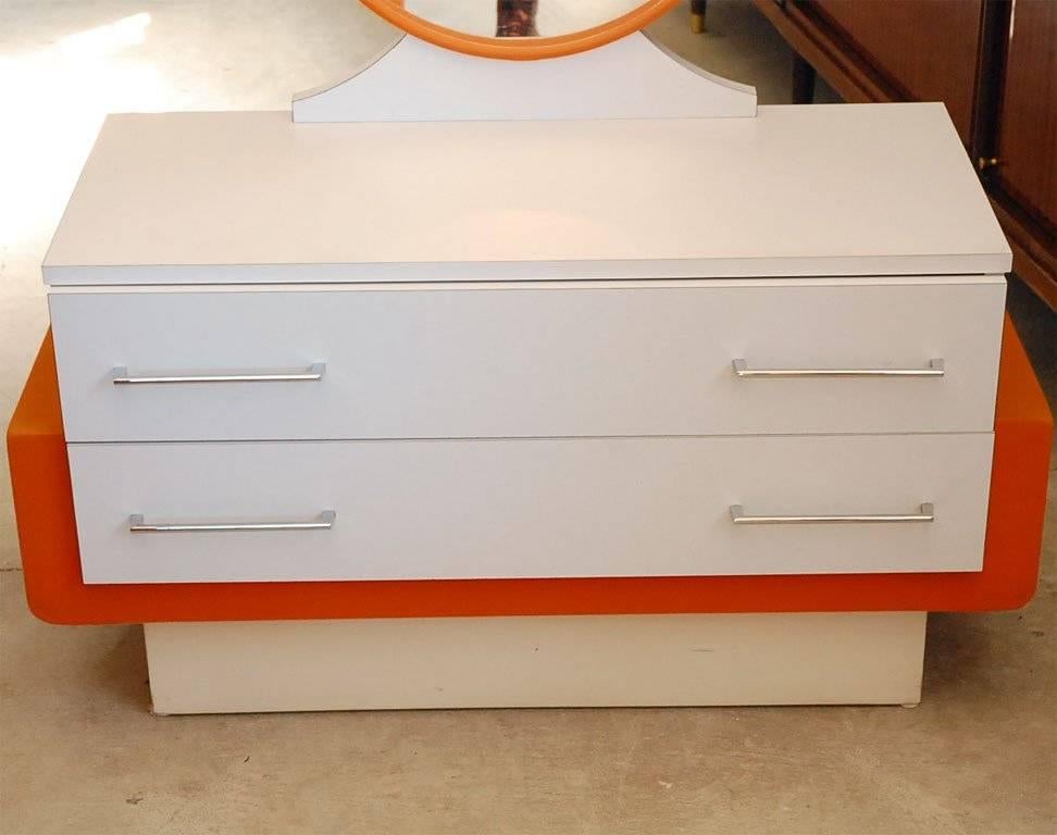 French 1970s Vanity with One Stool and Two Side Tables 1