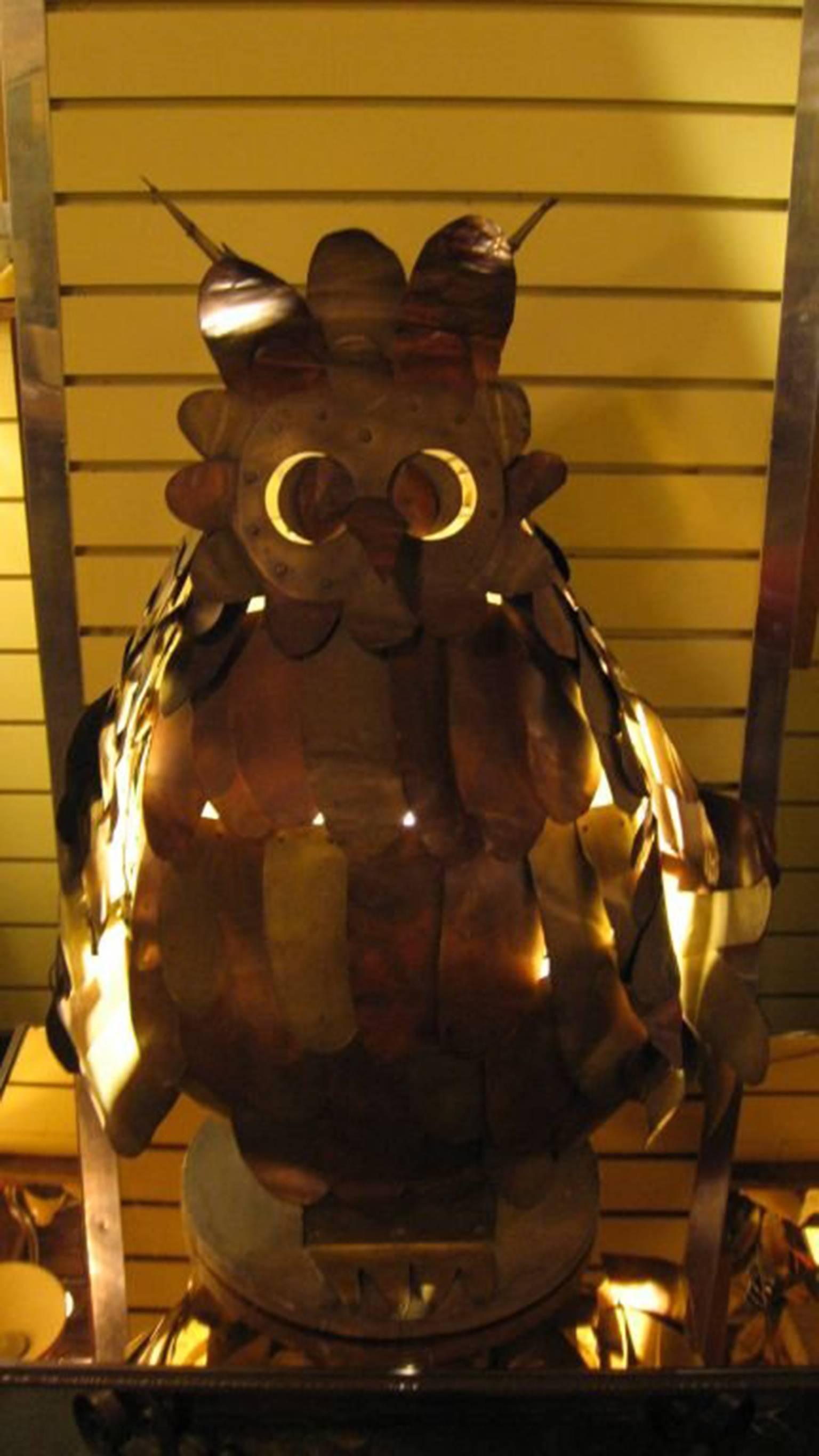 French Unique Brass Owl Lamp in the Style of Jere