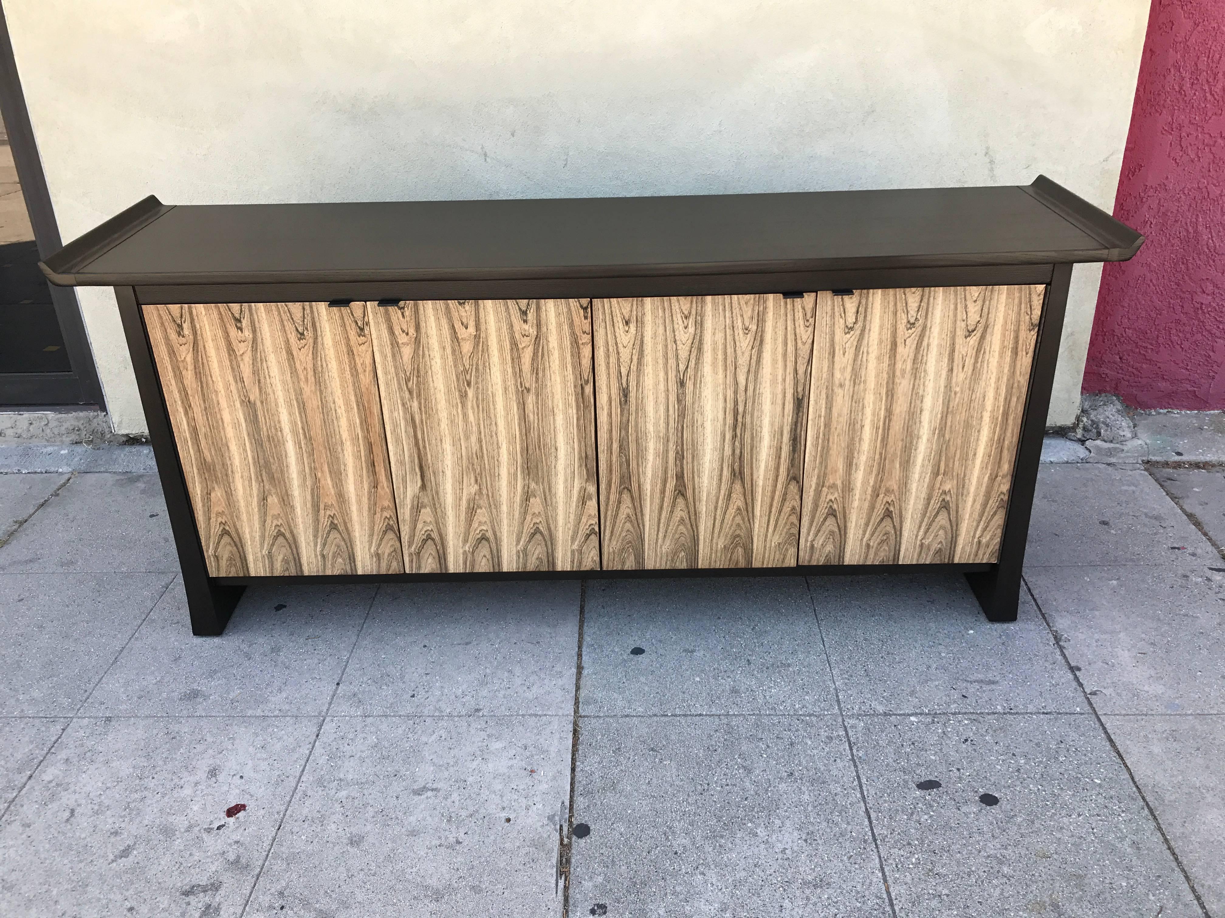 American Two-Tone Asian Flair Walnut Sideboard by Bernhardt