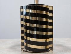 Black and Gold Striped Lucite Lamp