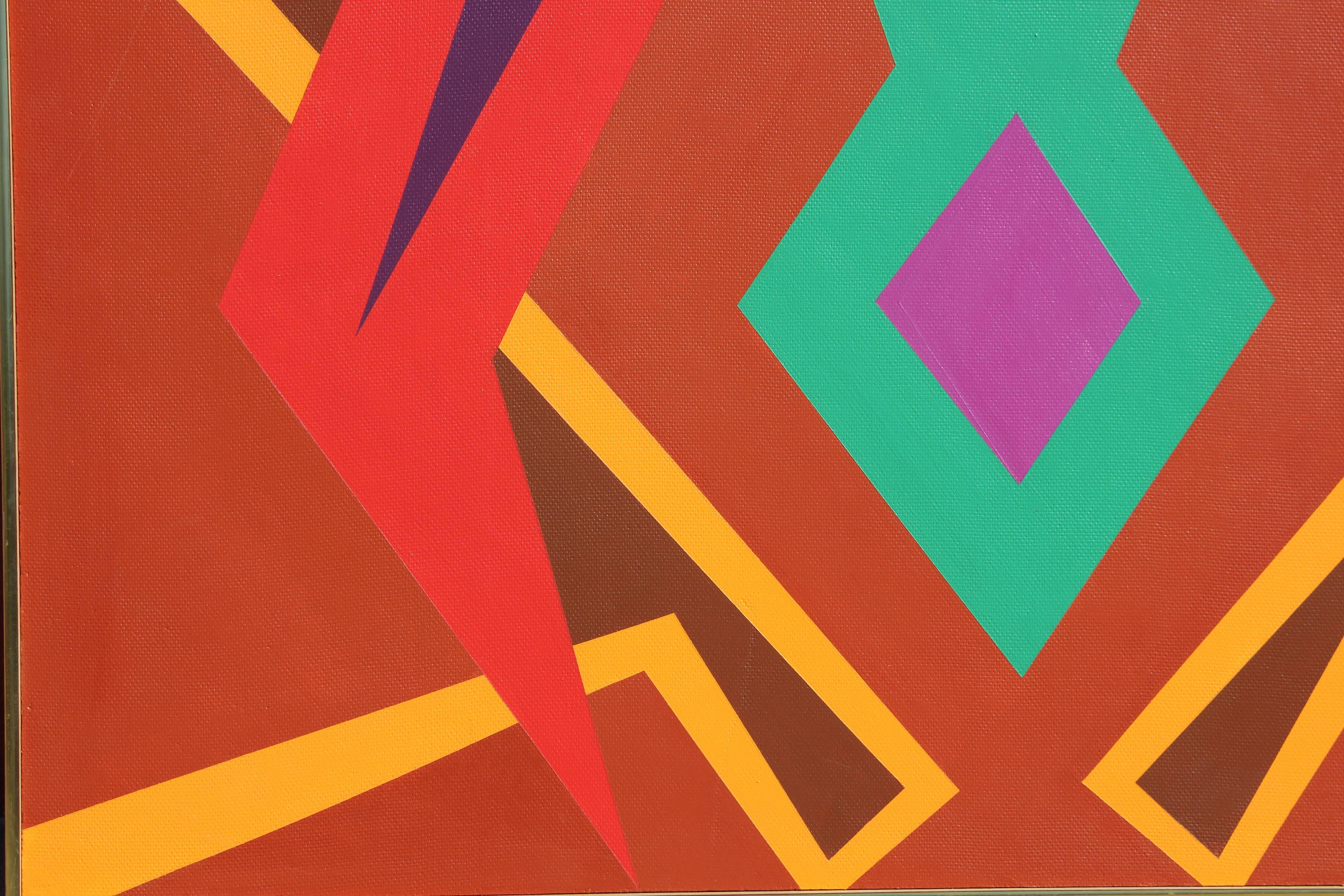 Geometric Abstract Painting by Herbert Busemann In Excellent Condition In Pasadena, CA