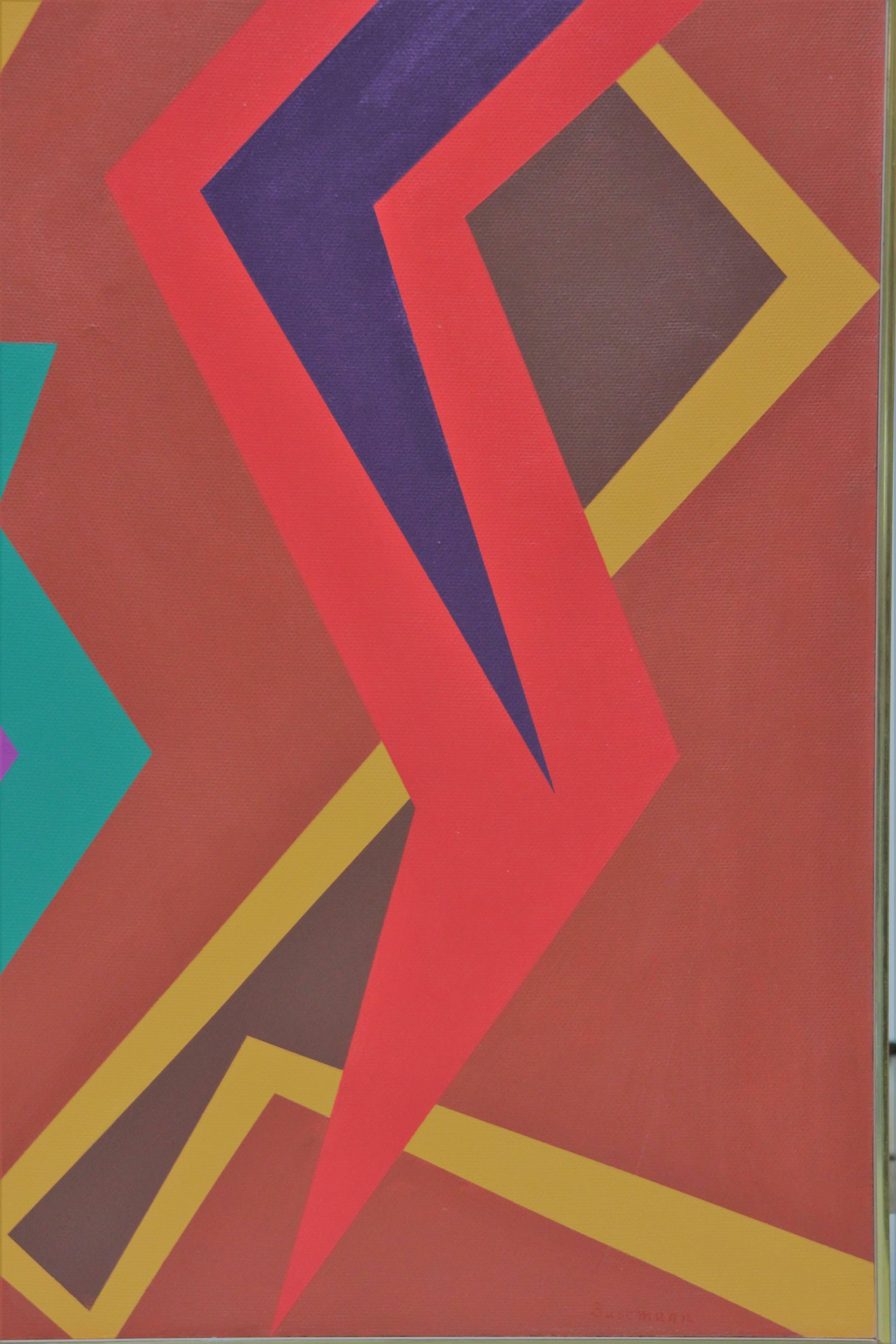 Late 20th Century Geometric Abstract Painting by Herbert Busemann