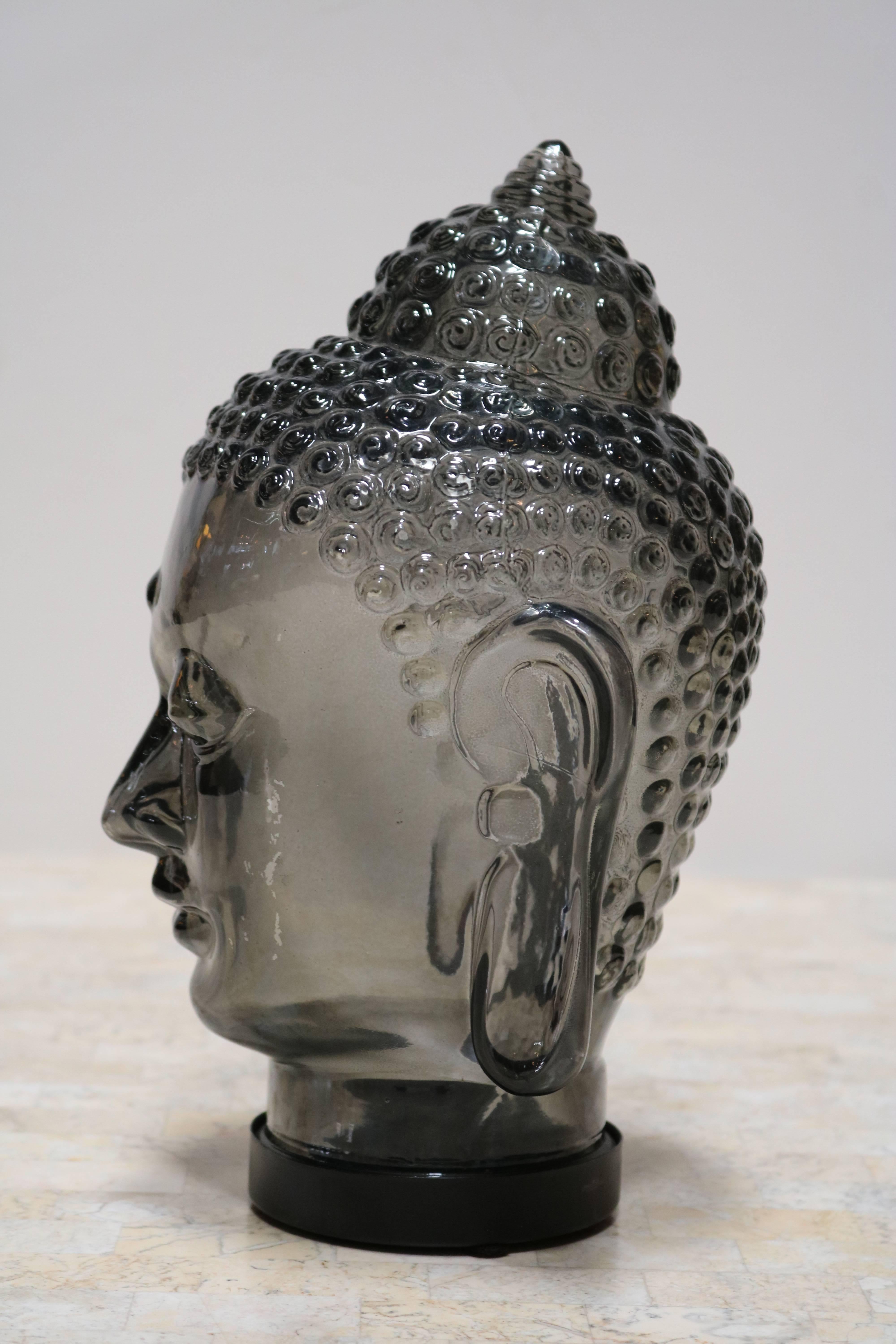 large silver buddha head