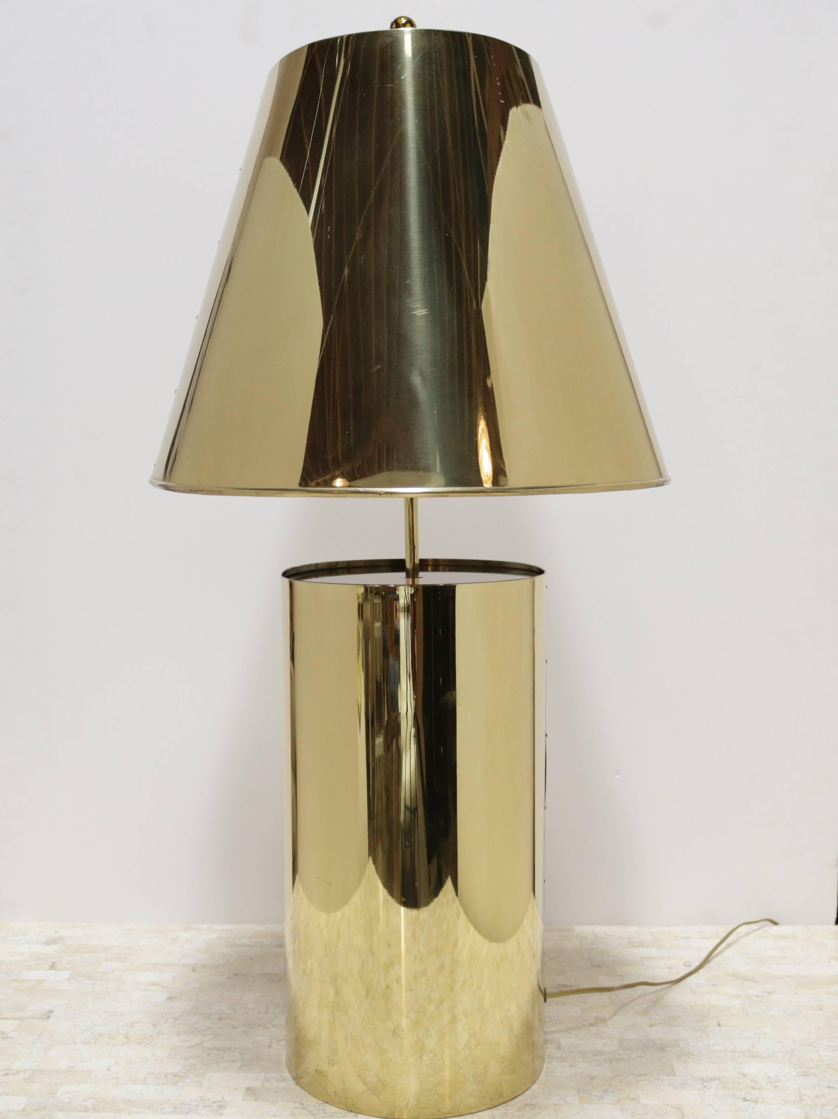 Mid-Century Modern Large Brass Table Lamp Attributed to Curtis Jere