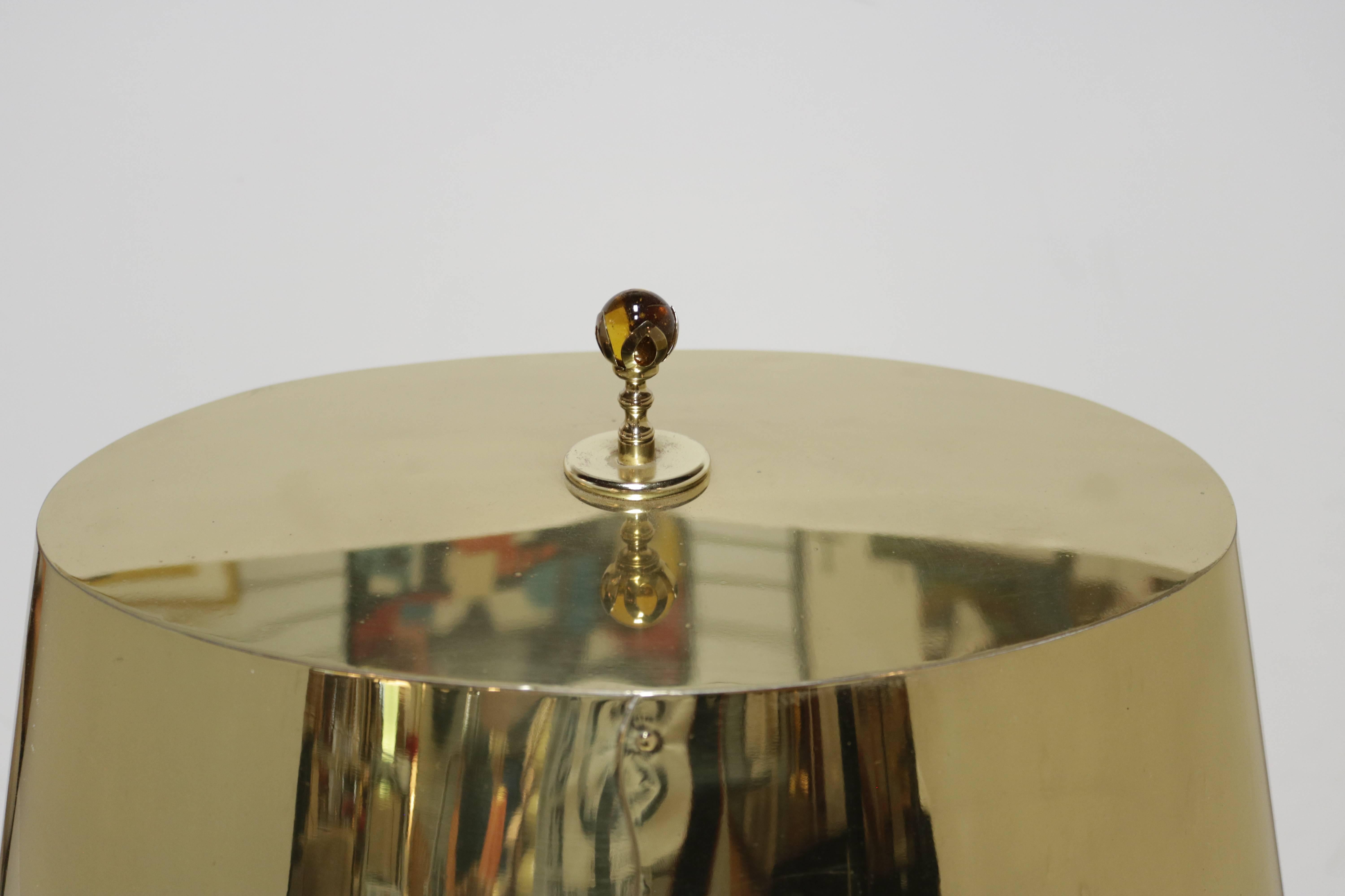 Late 20th Century Large Brass Table Lamp Attributed to Curtis Jere