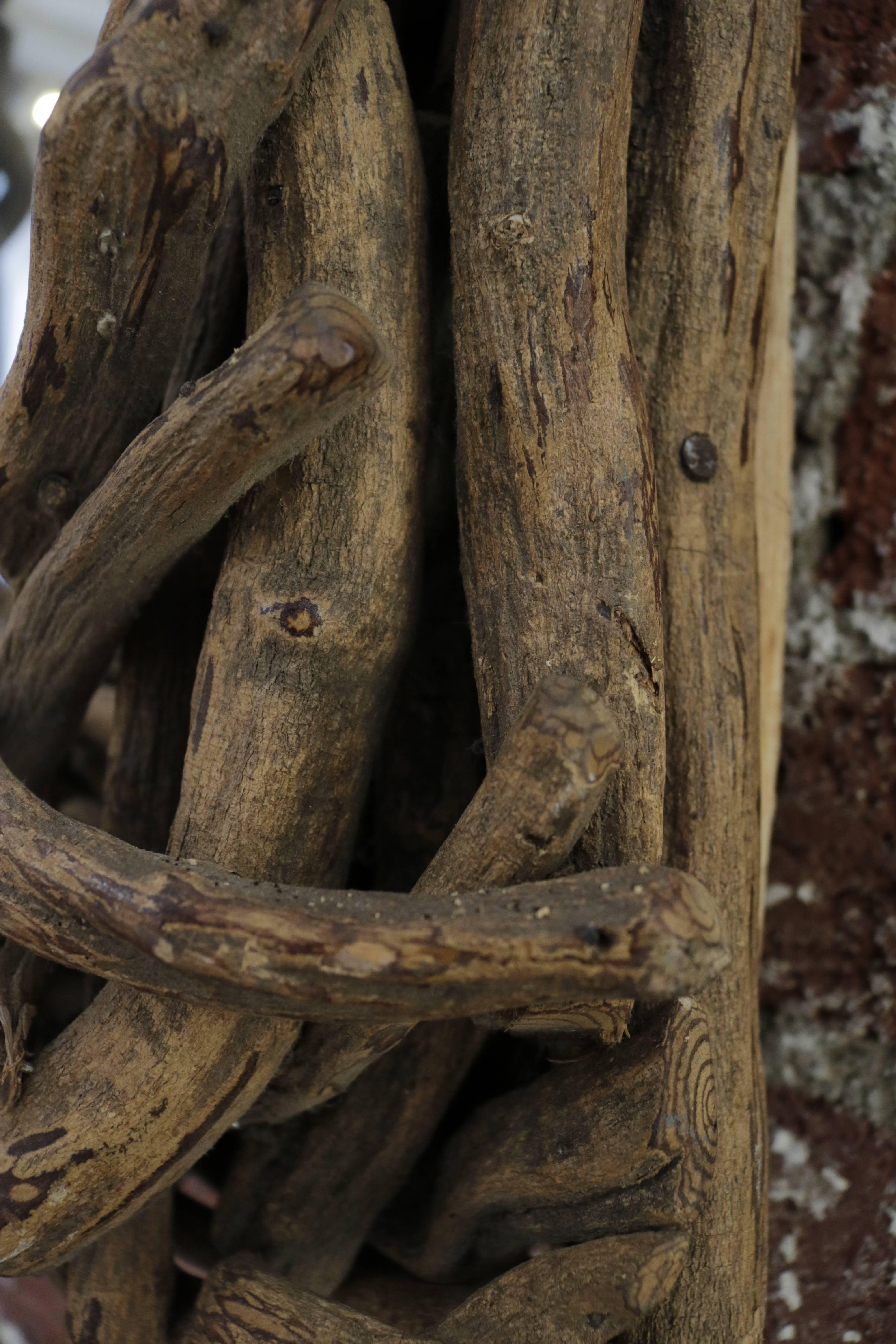 Sculptural Organic Square Bundled Driftwood Mirror 1