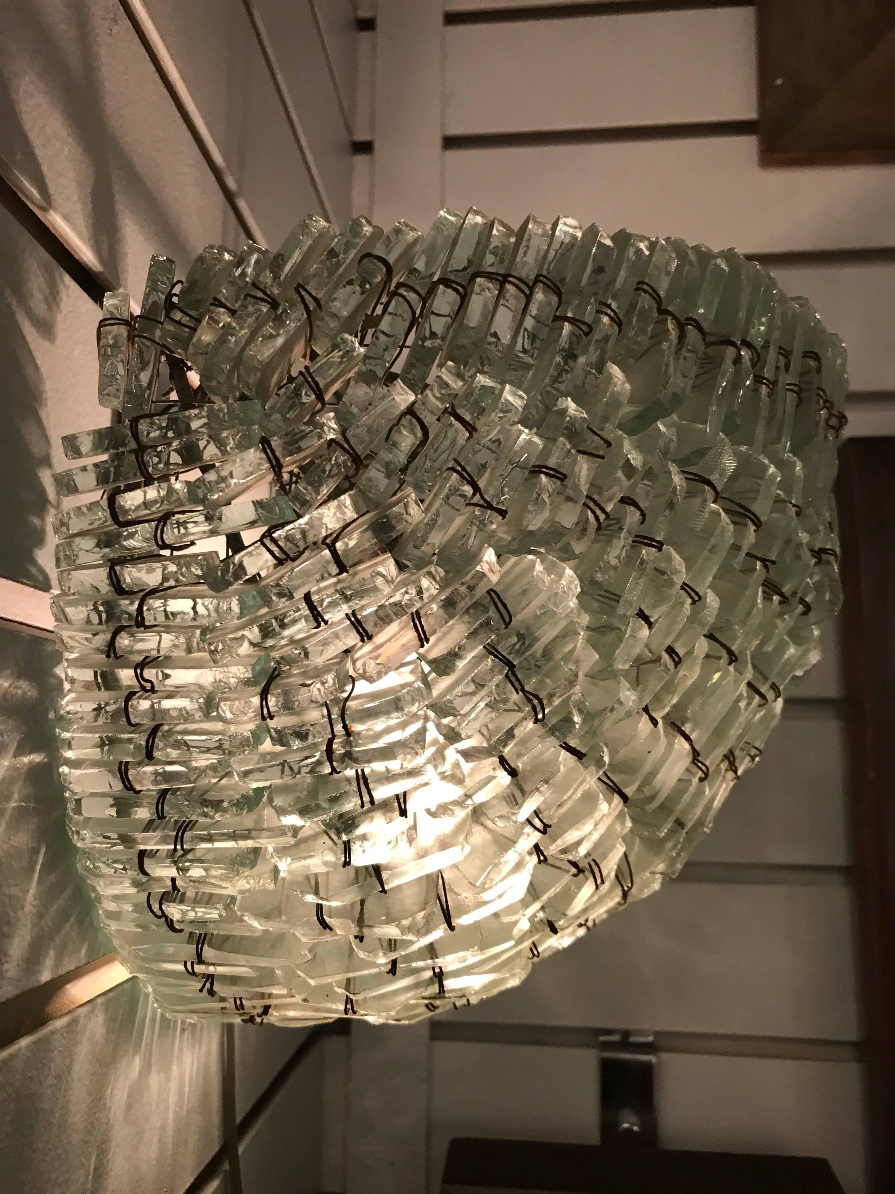 Late 20th Century Broken Glass Demilune Wall Sconce