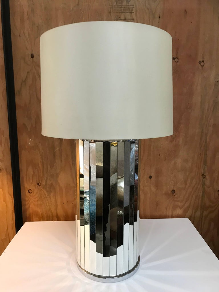 Large Chrome and Panelled Mirror Table Lamp at 1stDibs
