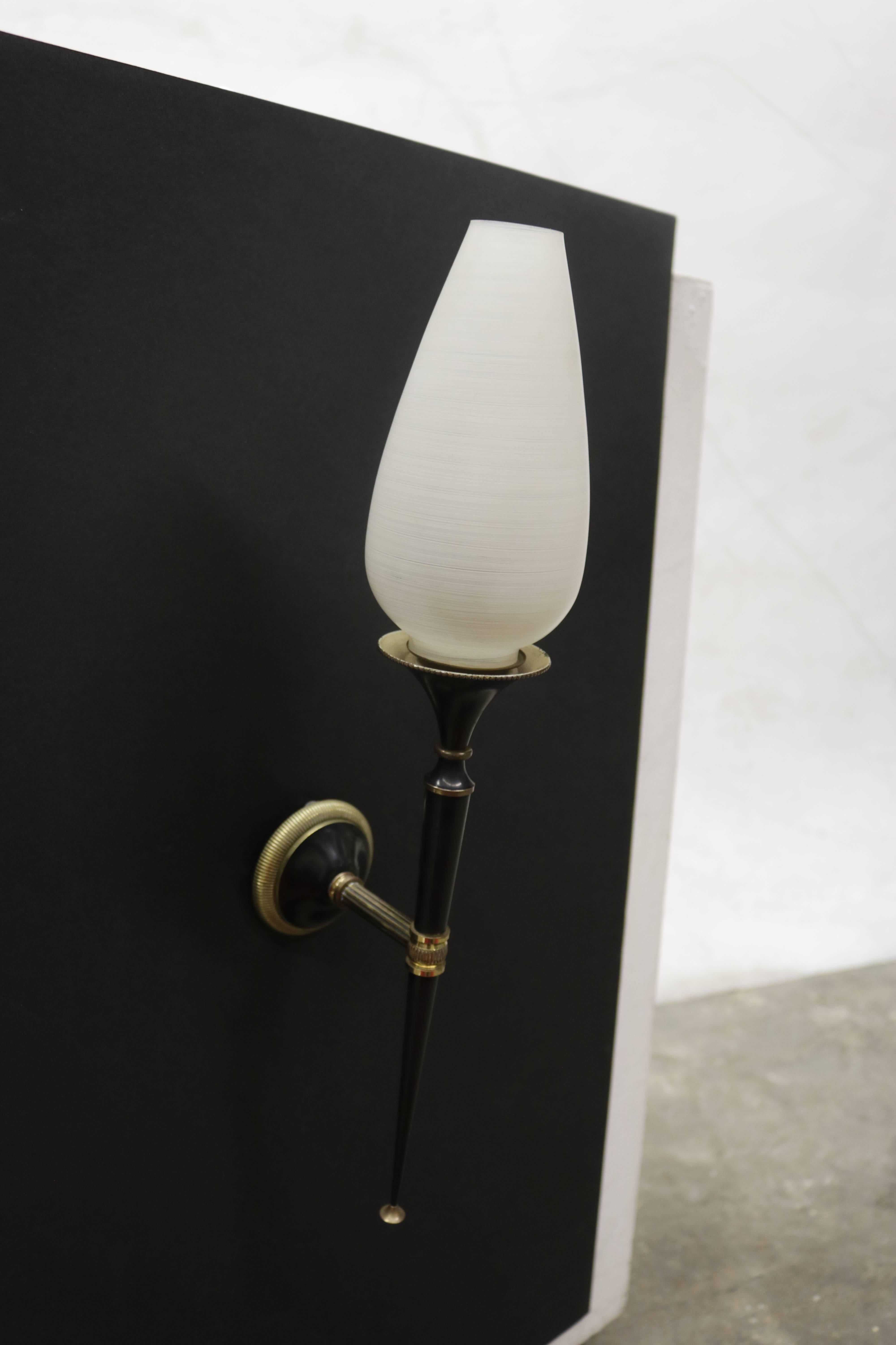 Single 1950s French Torch Sconce In Excellent Condition In Pasadena, CA