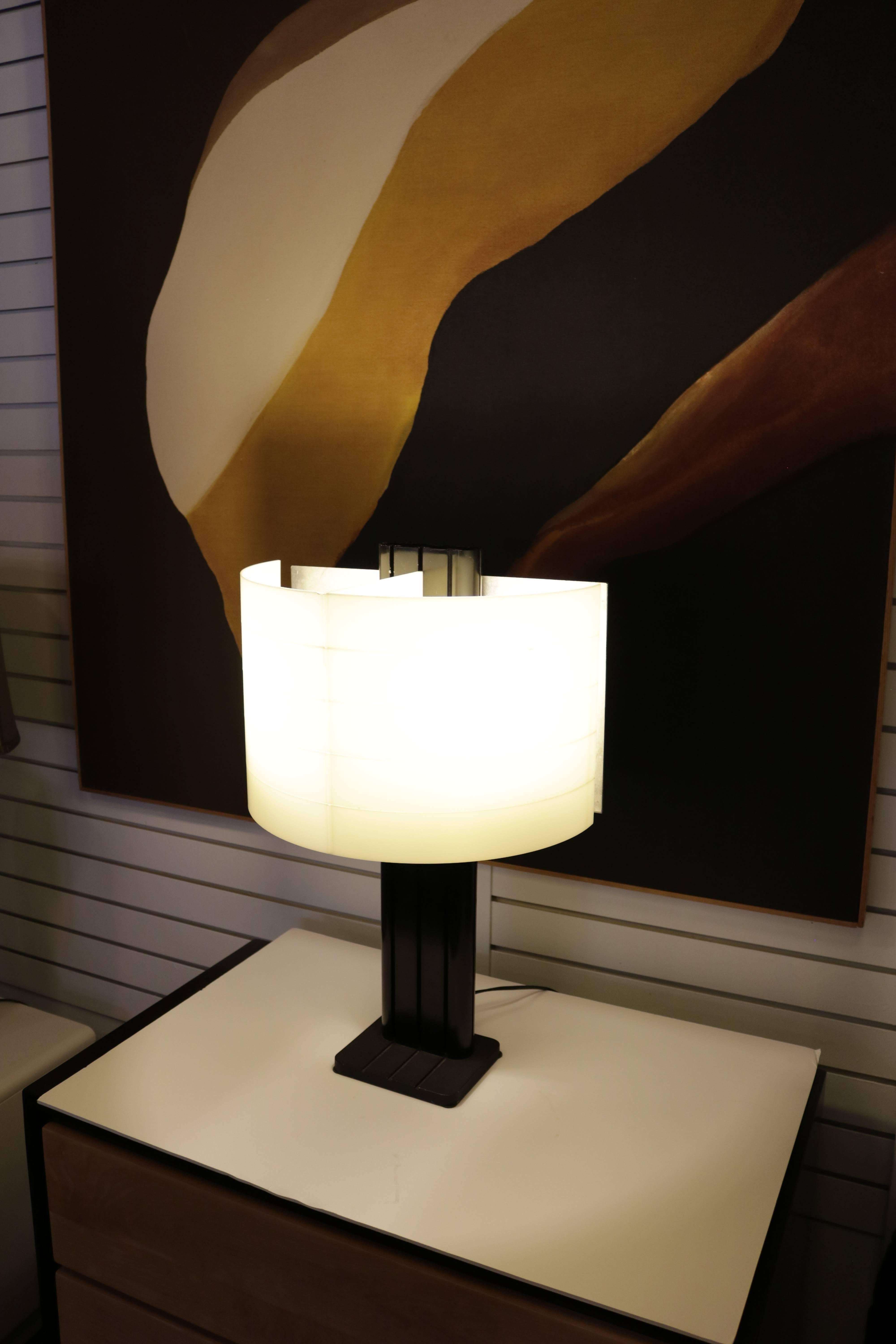 Metal Cream and Black, 1970s Table Lamp
