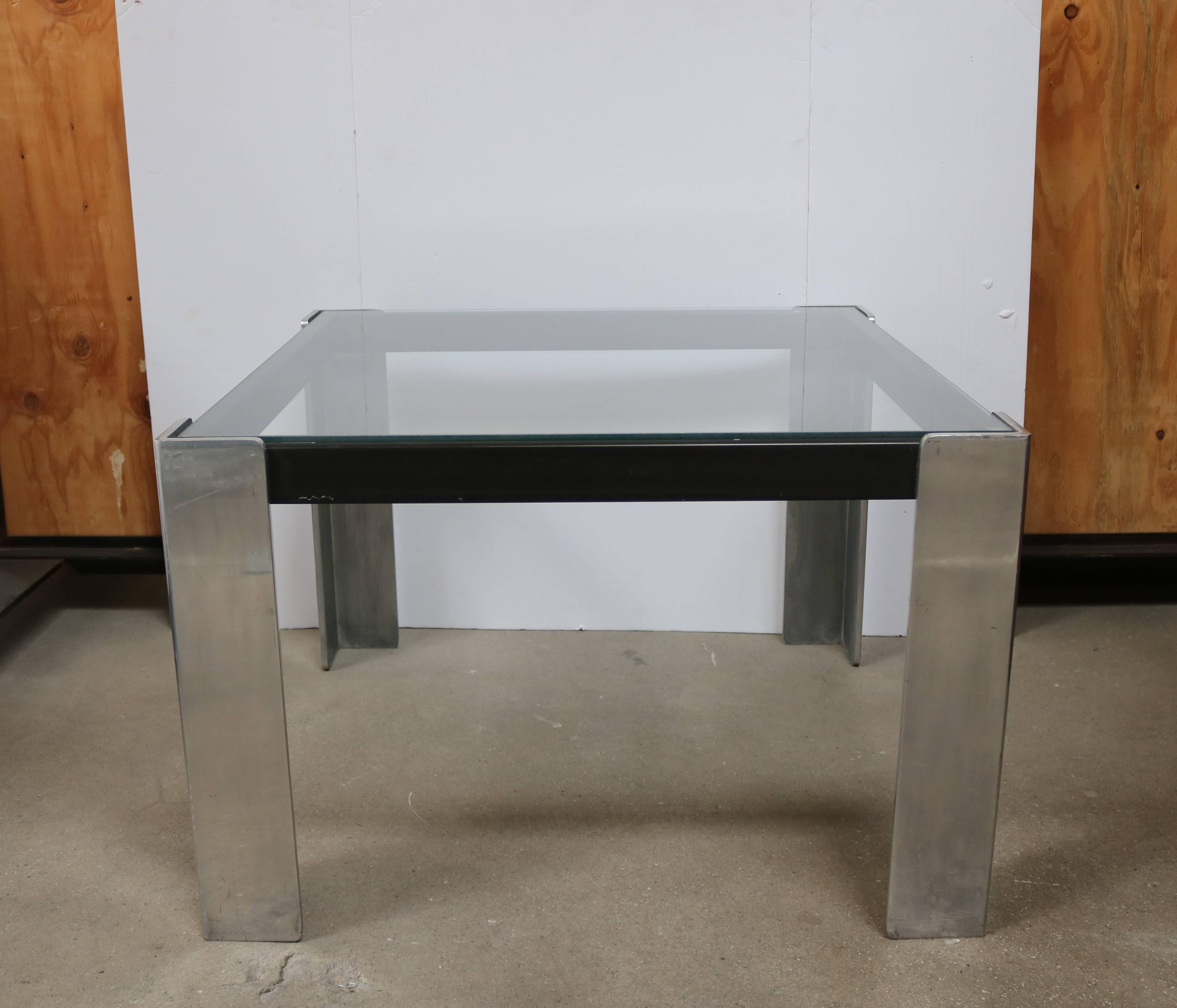 1970s Glass and Cast Aluminium Side Table In Excellent Condition In Pasadena, CA