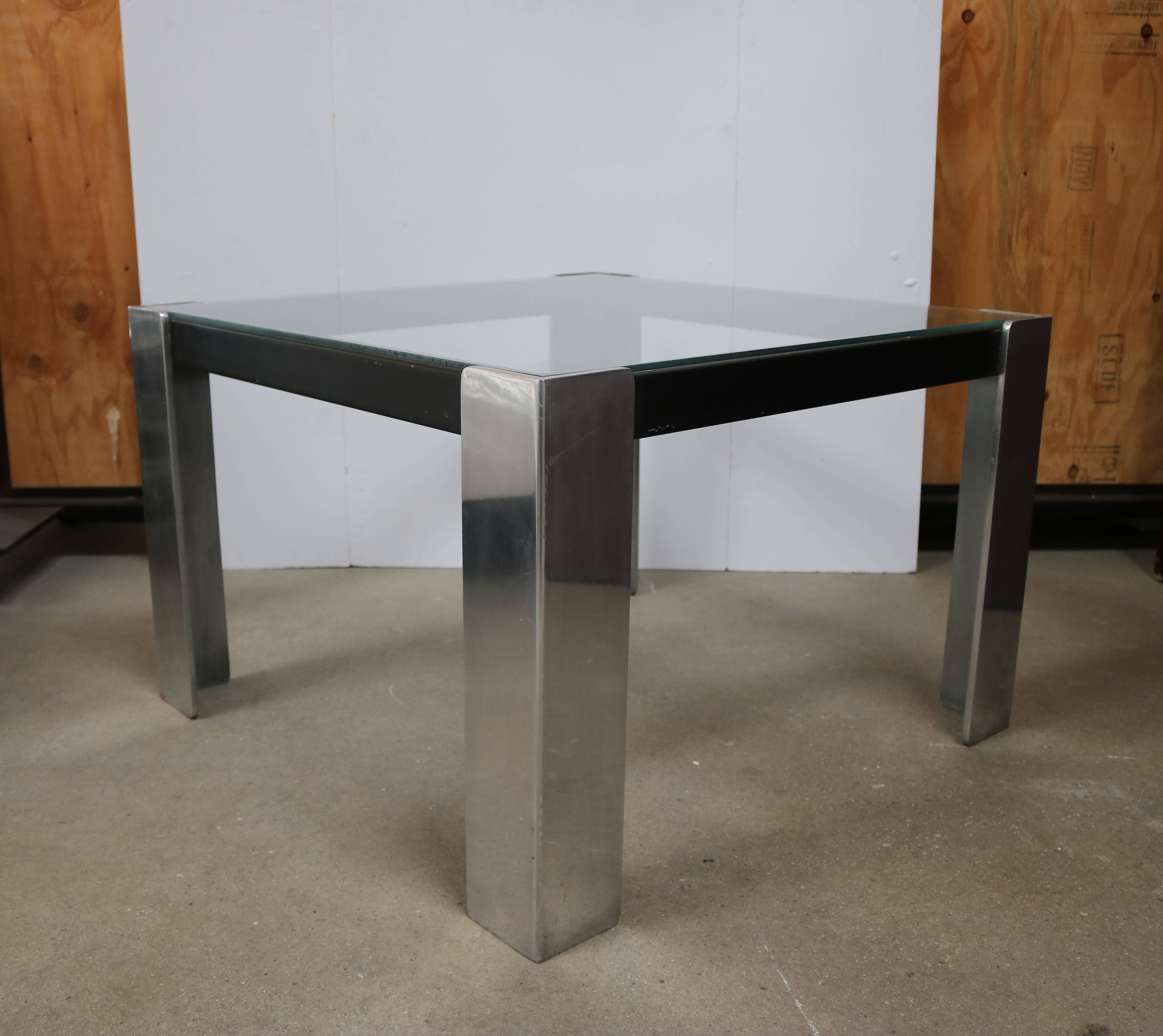 American 1970s Glass and Cast Aluminium Side Table