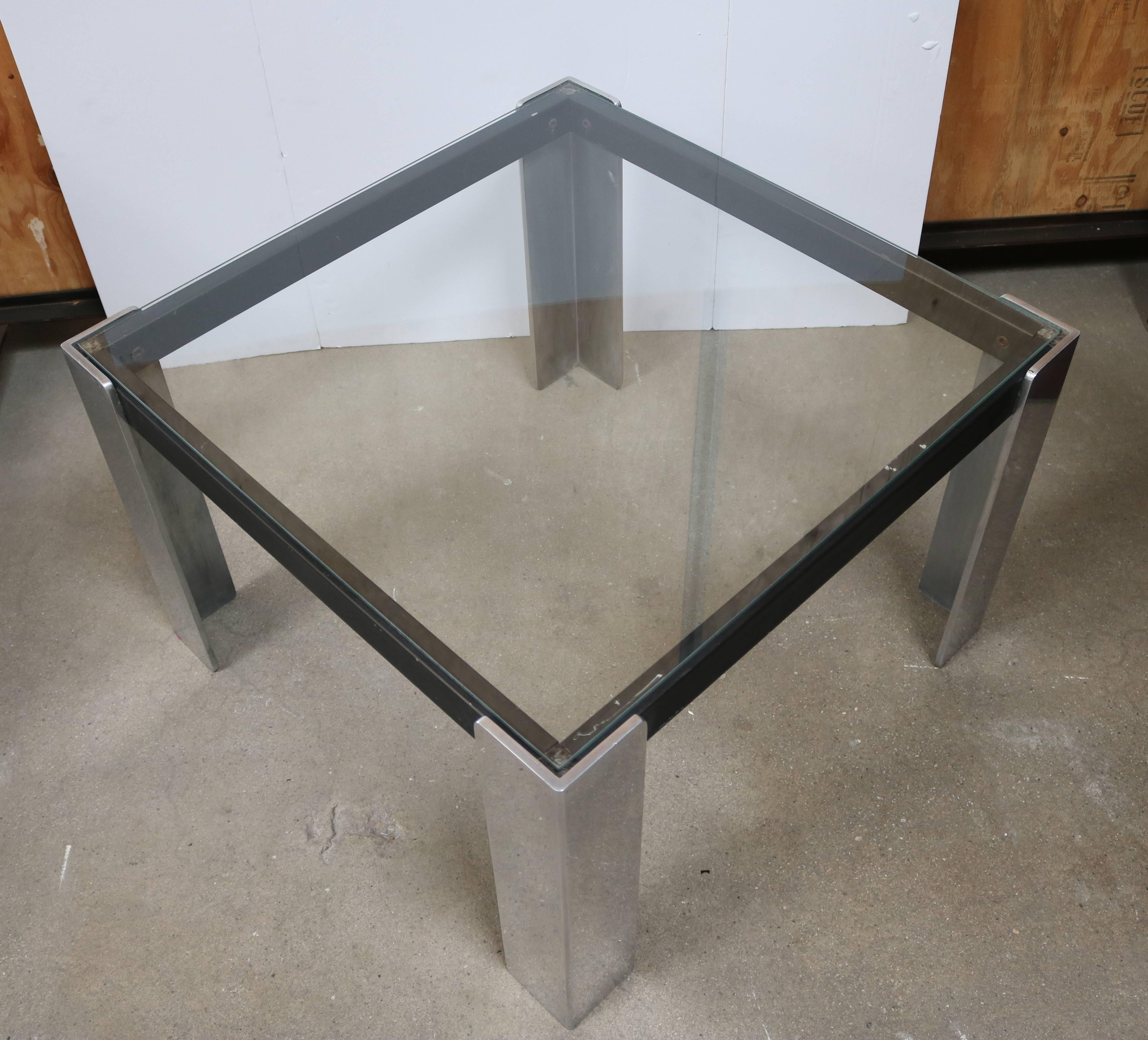 Mid-Century Modern 1970s Glass and Cast Aluminium Side Table