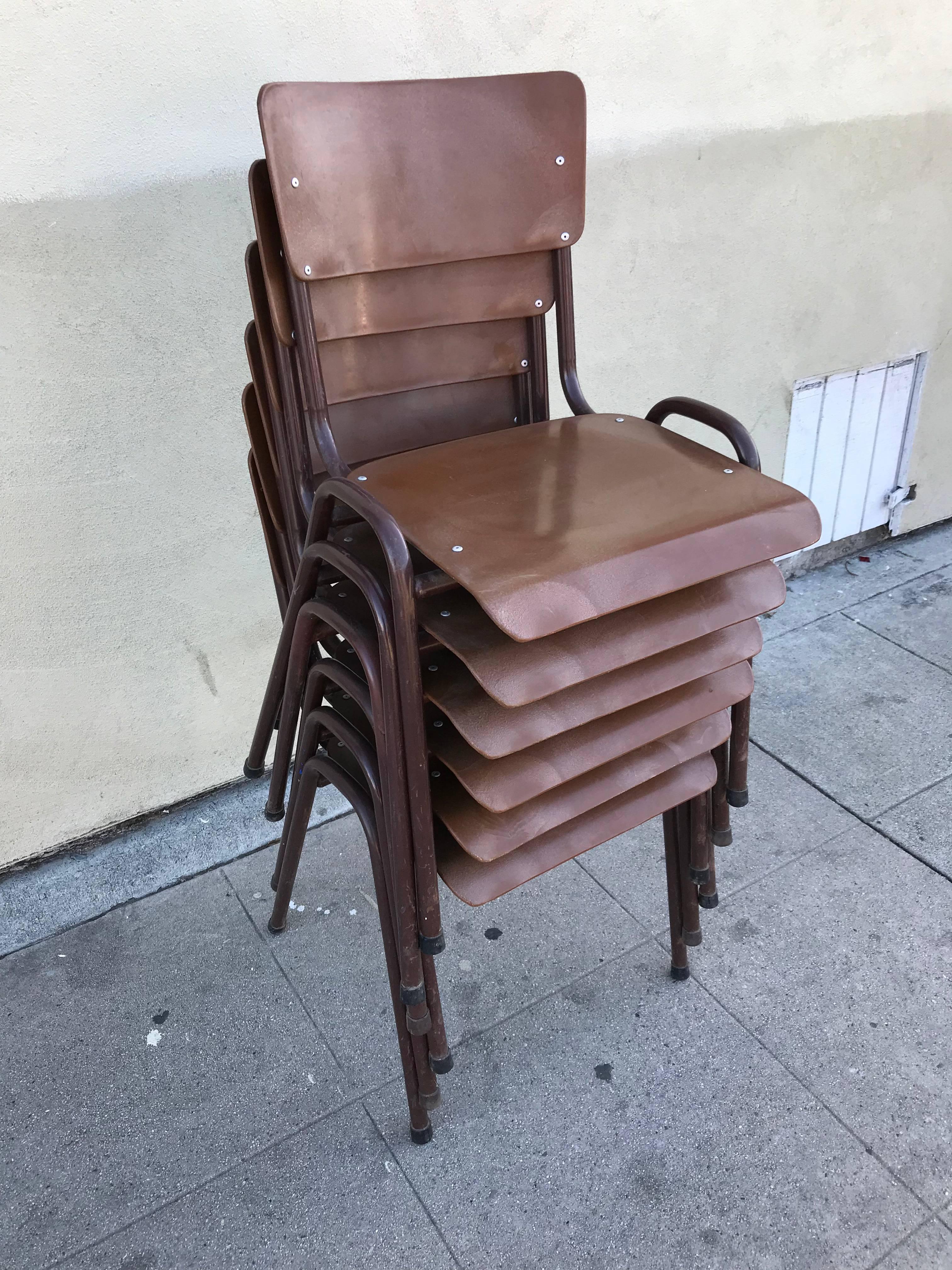 Mid-Century Modern Set of Six 1950s Danish Stacking Chairs