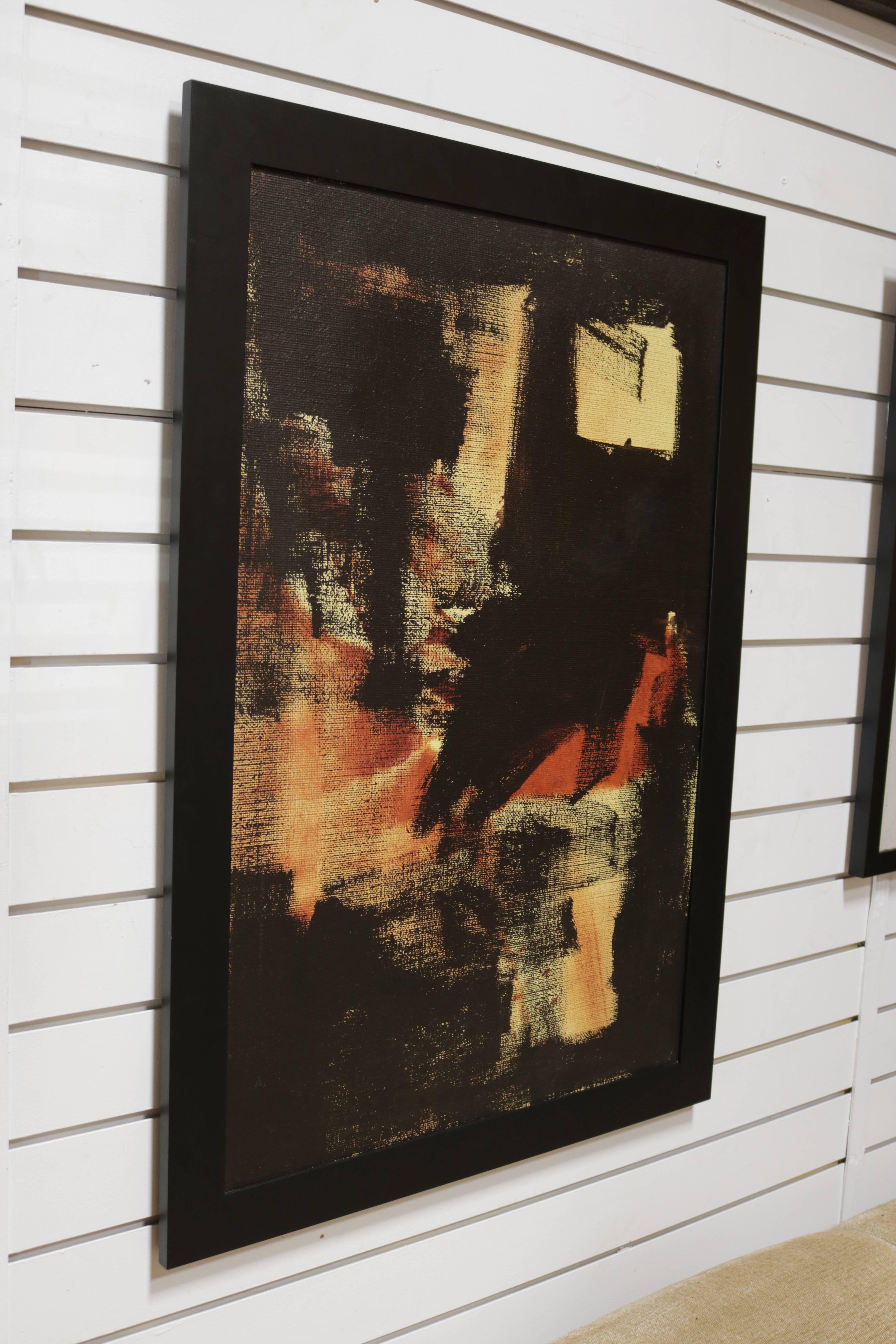 Canvas Moody Expressionist Oil Painting in Orange, Yellow and Black