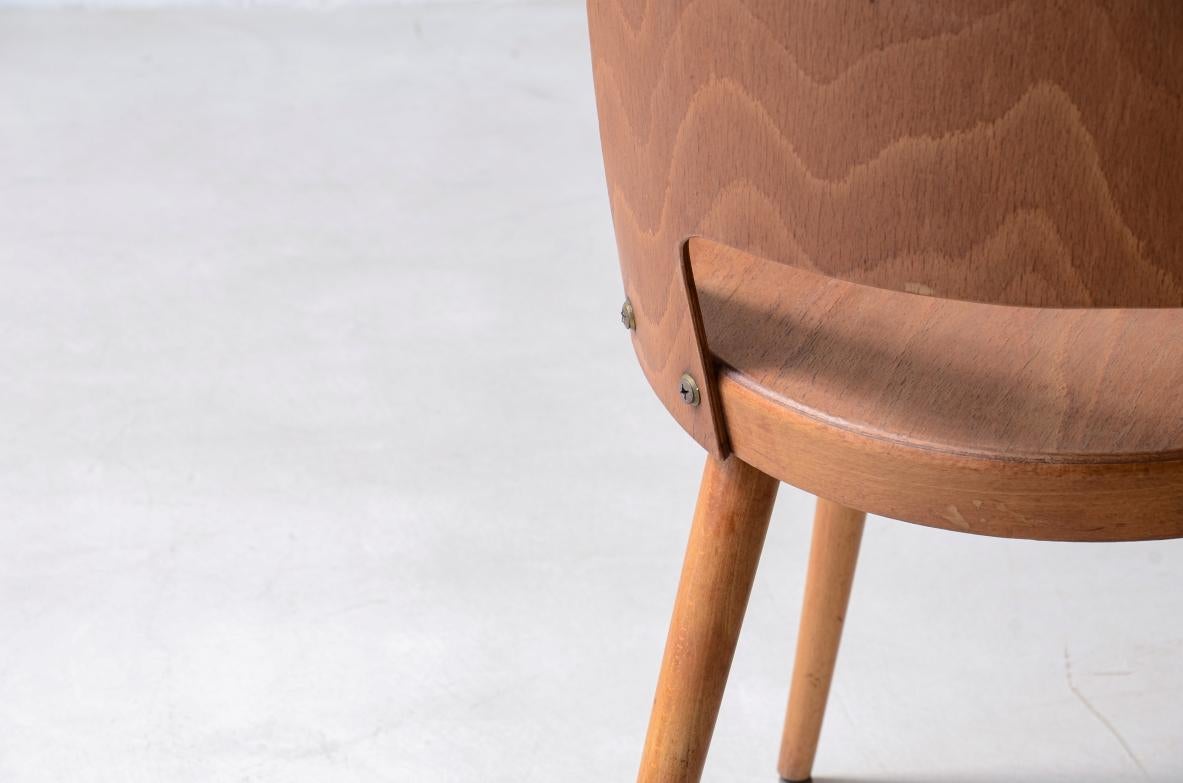 Set di 6 sedie con seduta in legno curvato di manifattura Baumann In condizioni ottime in vendita a Milano, IT
