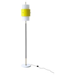 Lampada da terra con stelo in metallo e ottone di Stilnovo