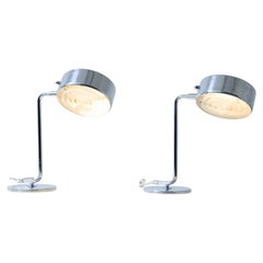 Hans Pherson rare pair of polished steel lamps
