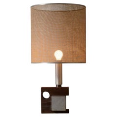 1970'S Table lamp with wooden and stone base