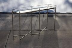 Mid-Century Modern Chrome and Glass Console Narrow Table Directoire Style