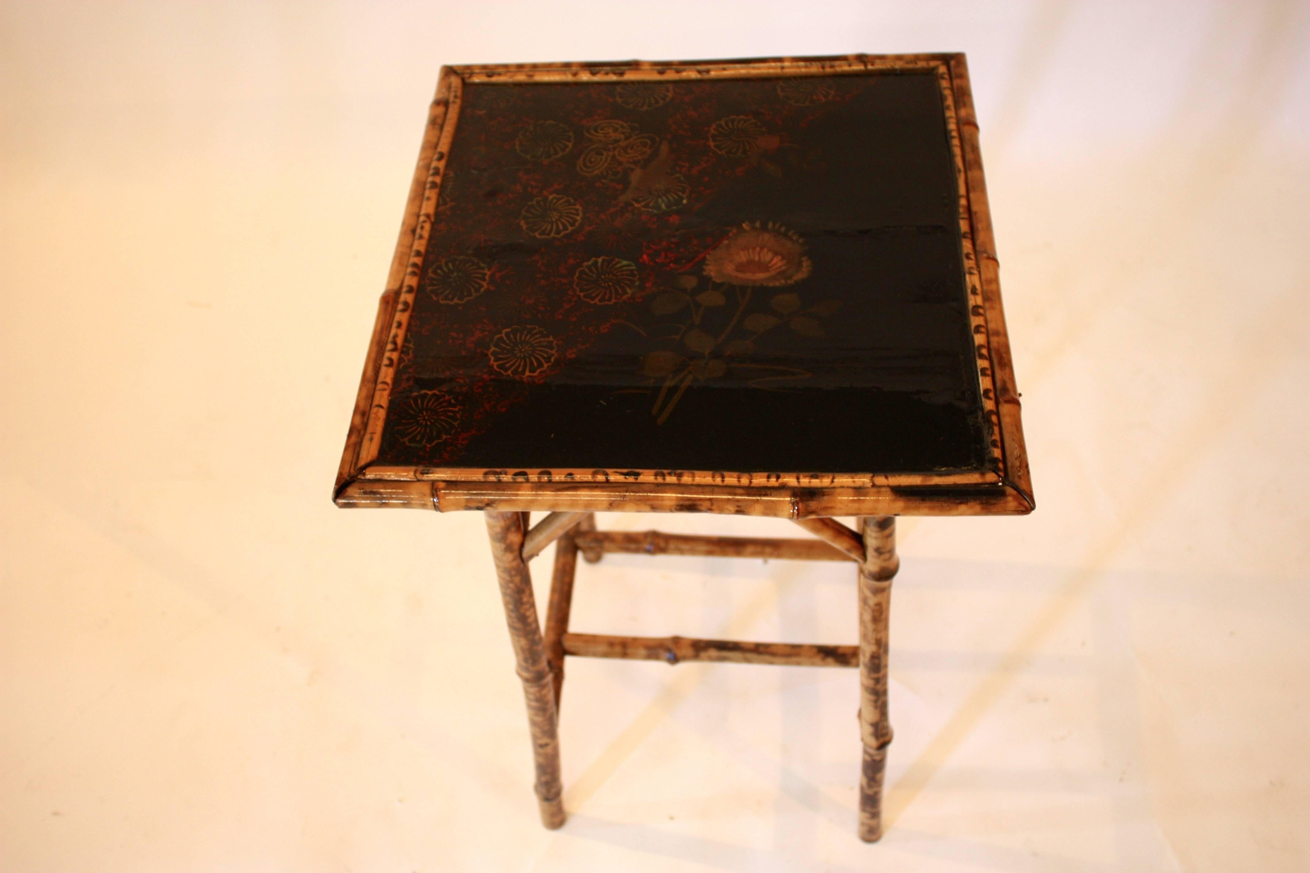 Hand-painted top, lightweight side table.