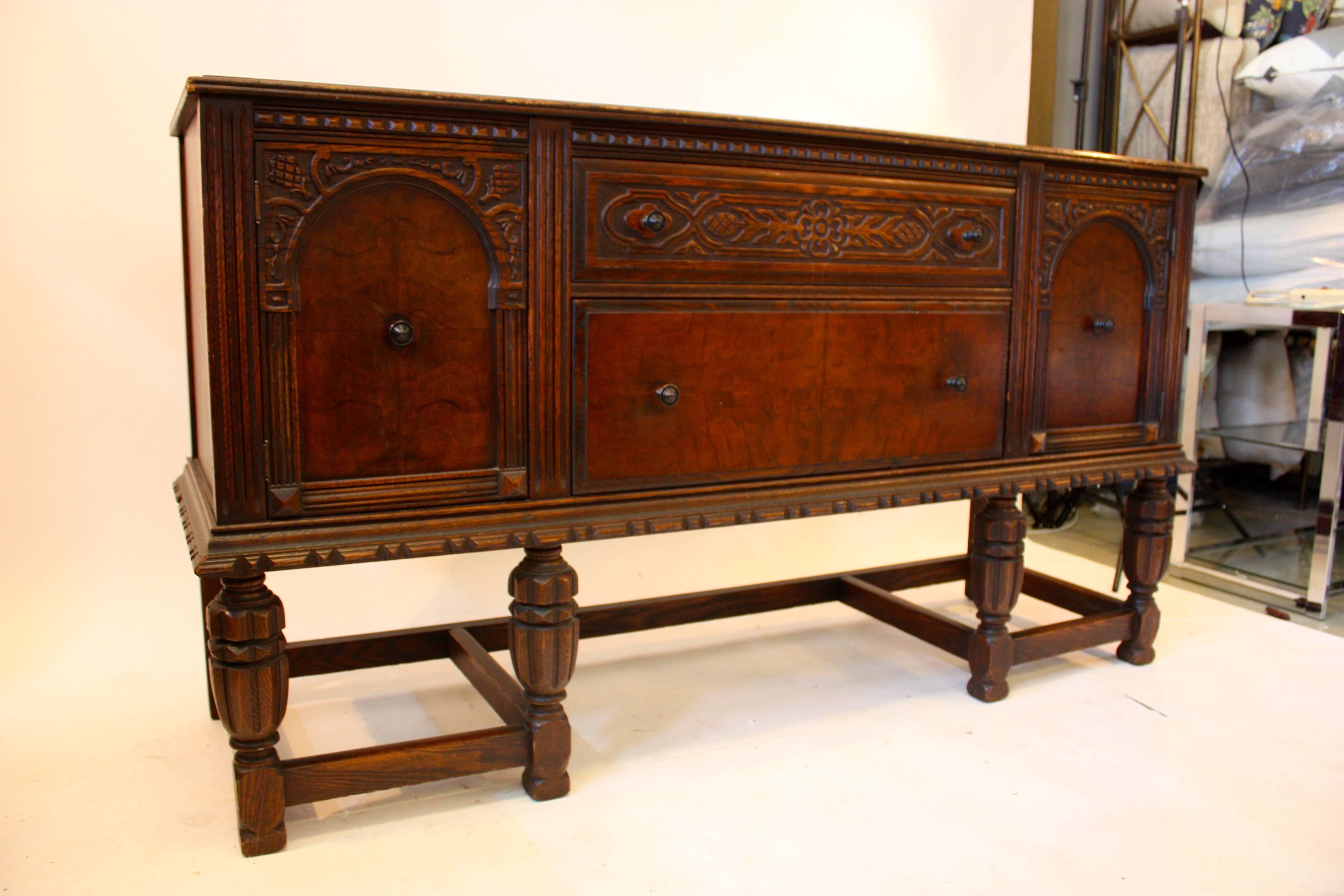 Jacobean Mahogany Sideboard In Good Condition For Sale In Southampton, NY