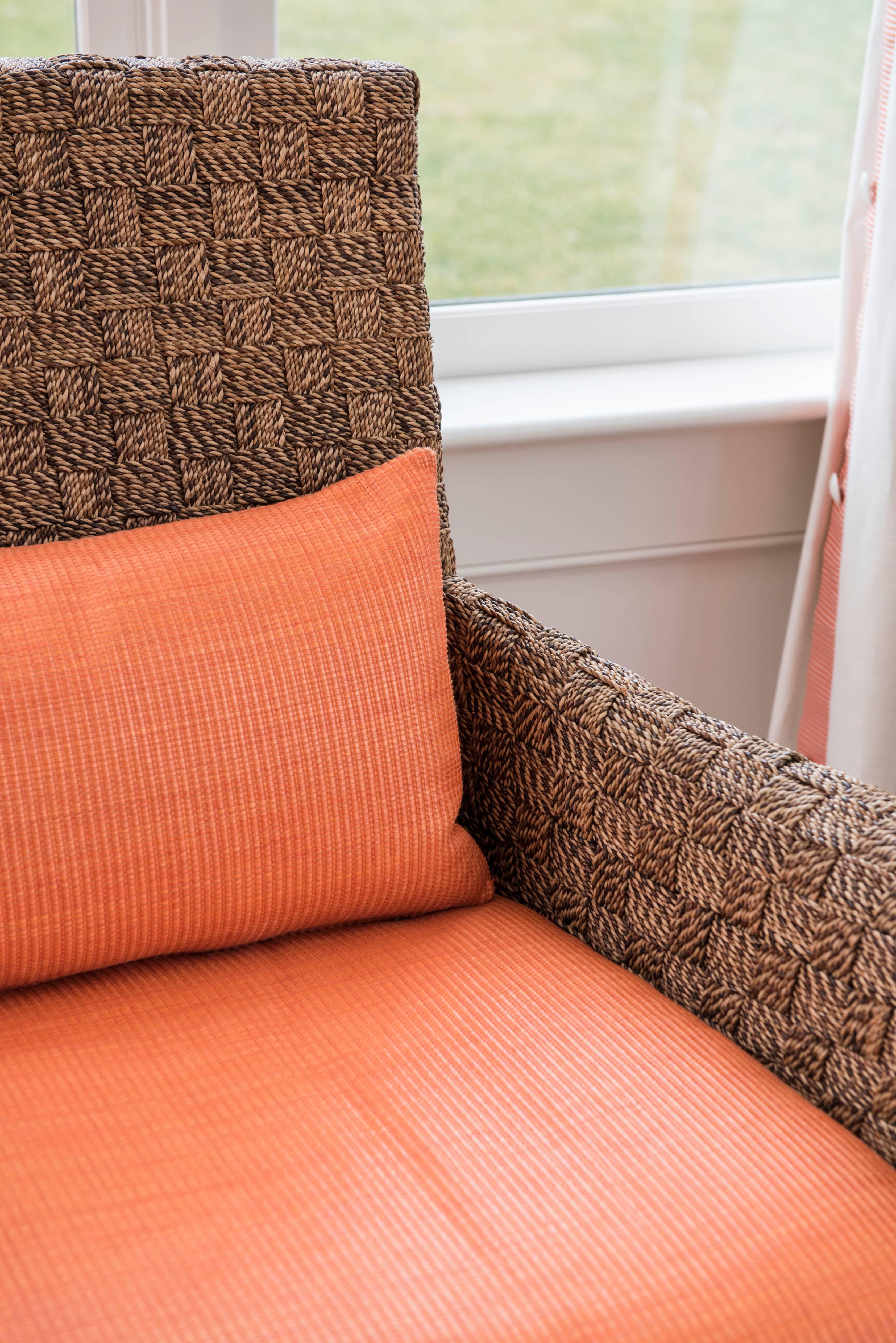 Vibrant orange upholstery 
