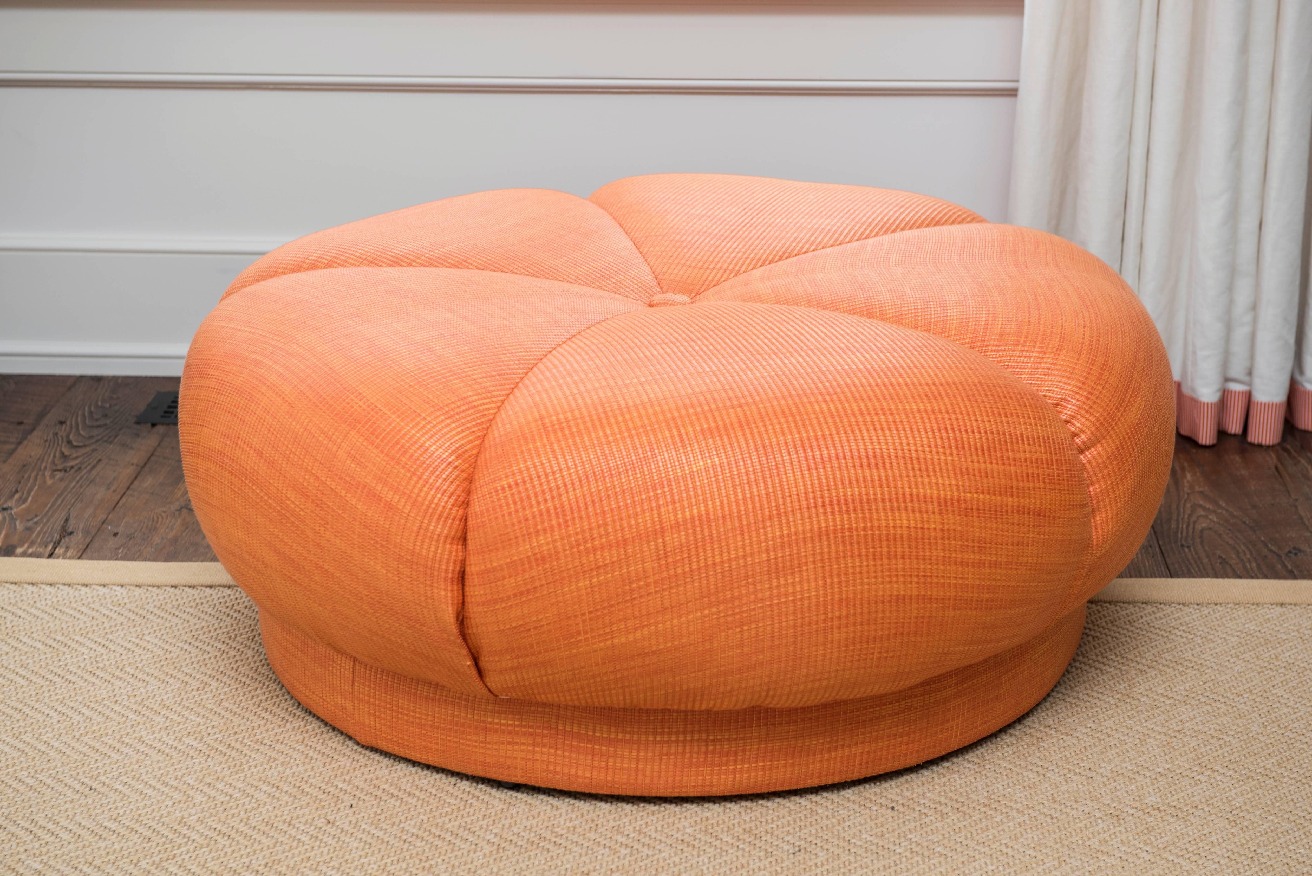 Tangerine Ottoman In Excellent Condition For Sale In Southampton, NY