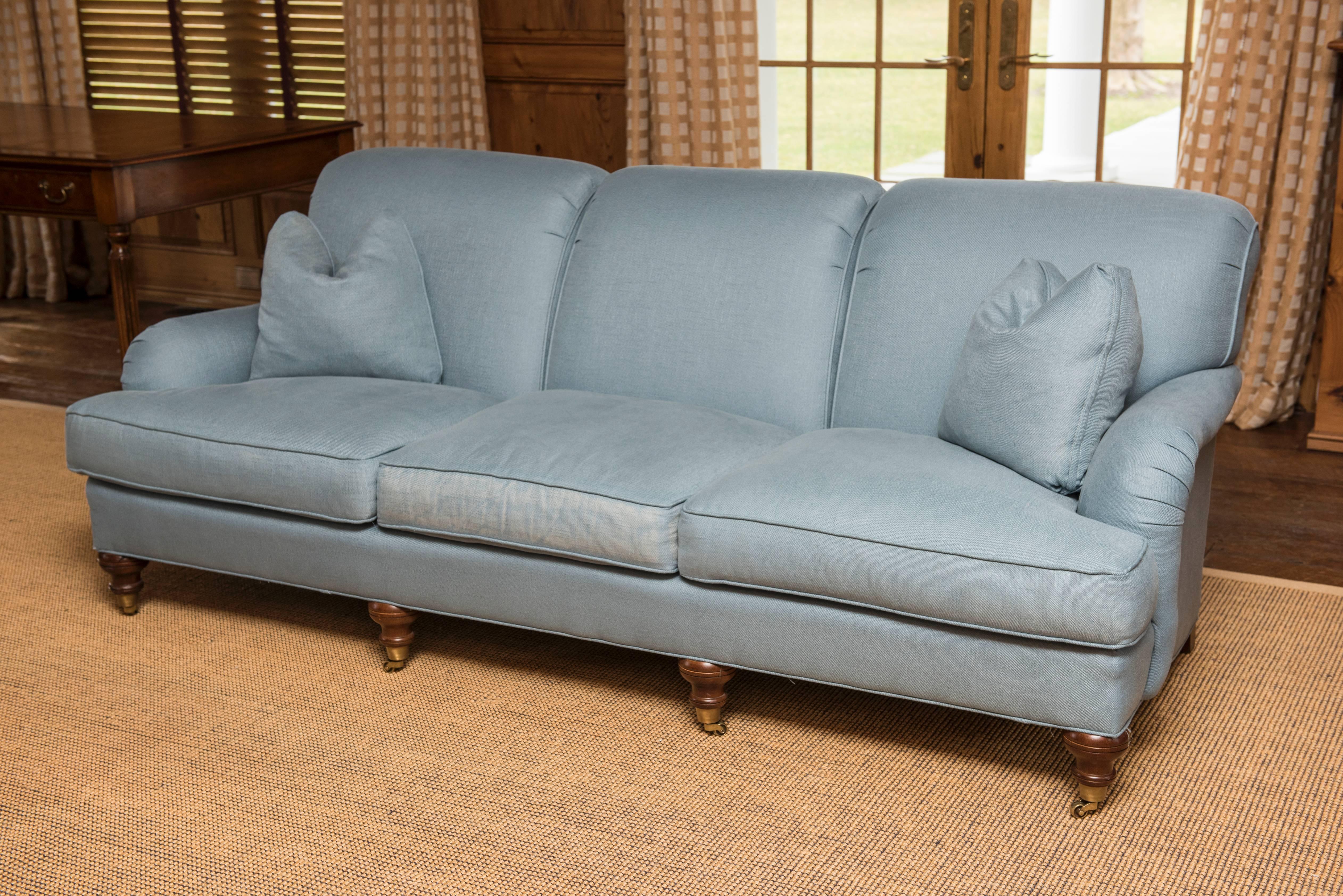 Blue English Sofa In Good Condition In Southampton, NY