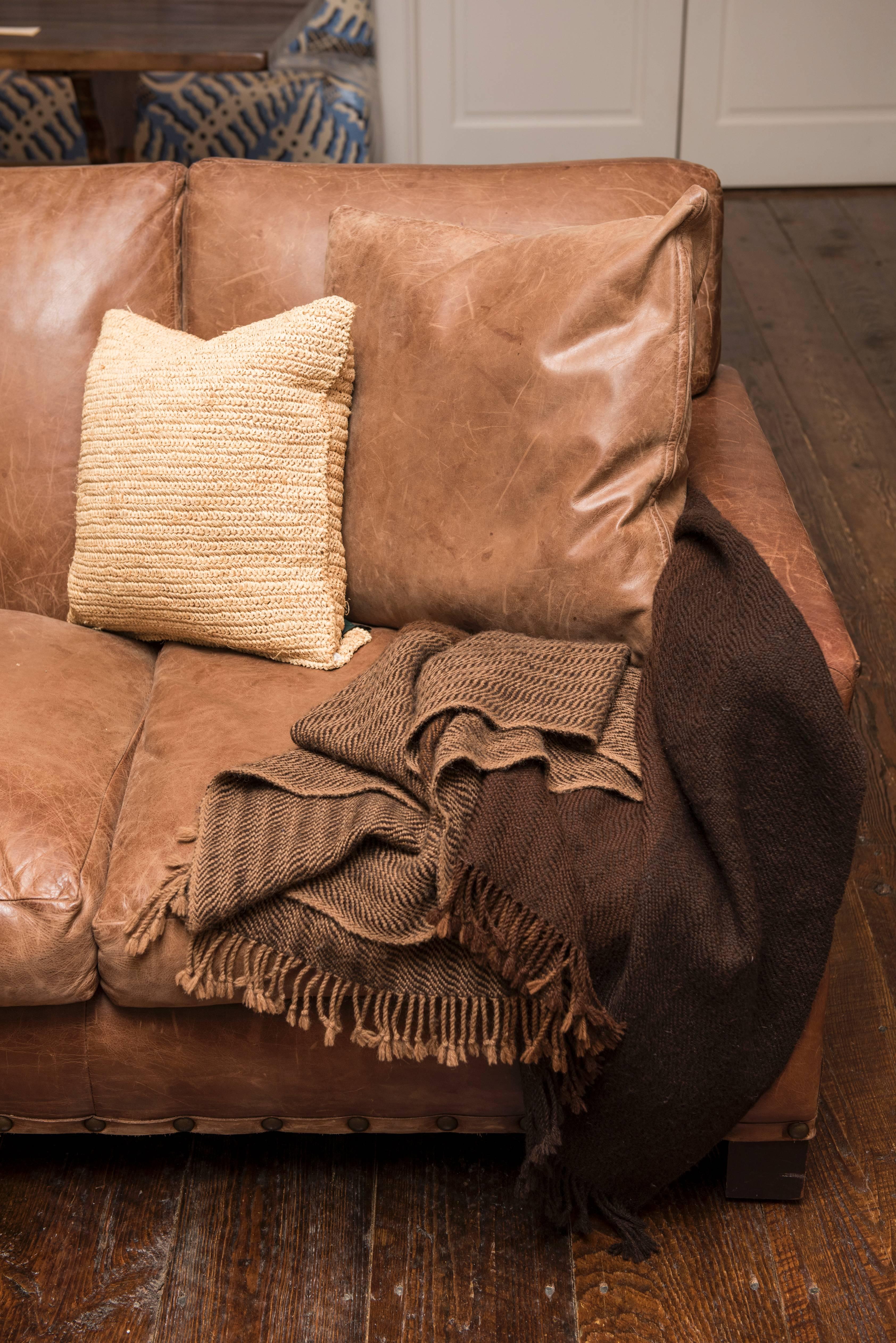 Vintage Ralph Lauren leather four-seat sofa.