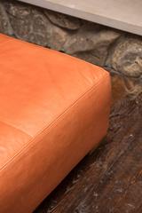 Tangerine Leather Ottoman