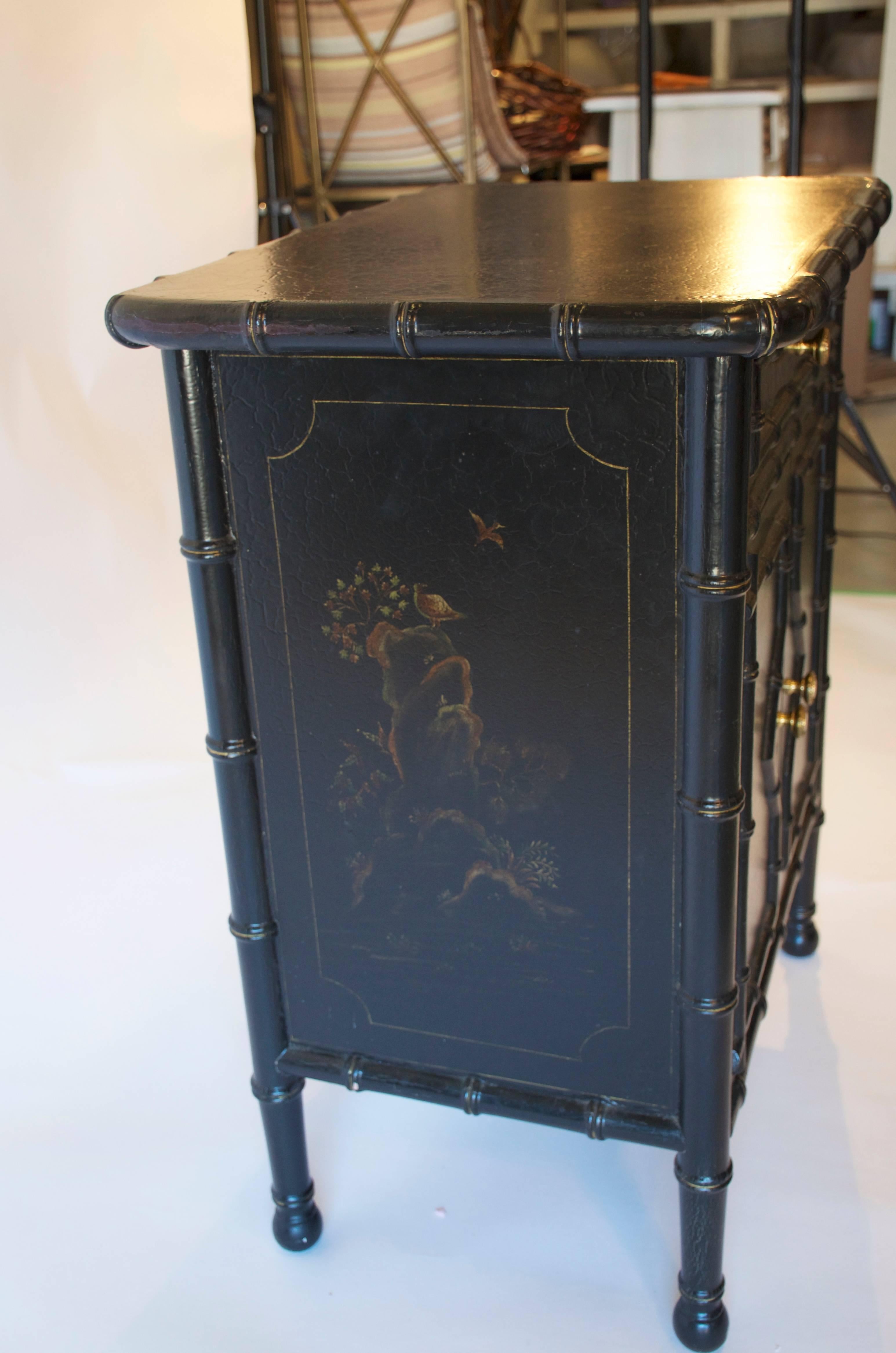 Mid-20th Century Pair of Ebonized Asian Cabinets