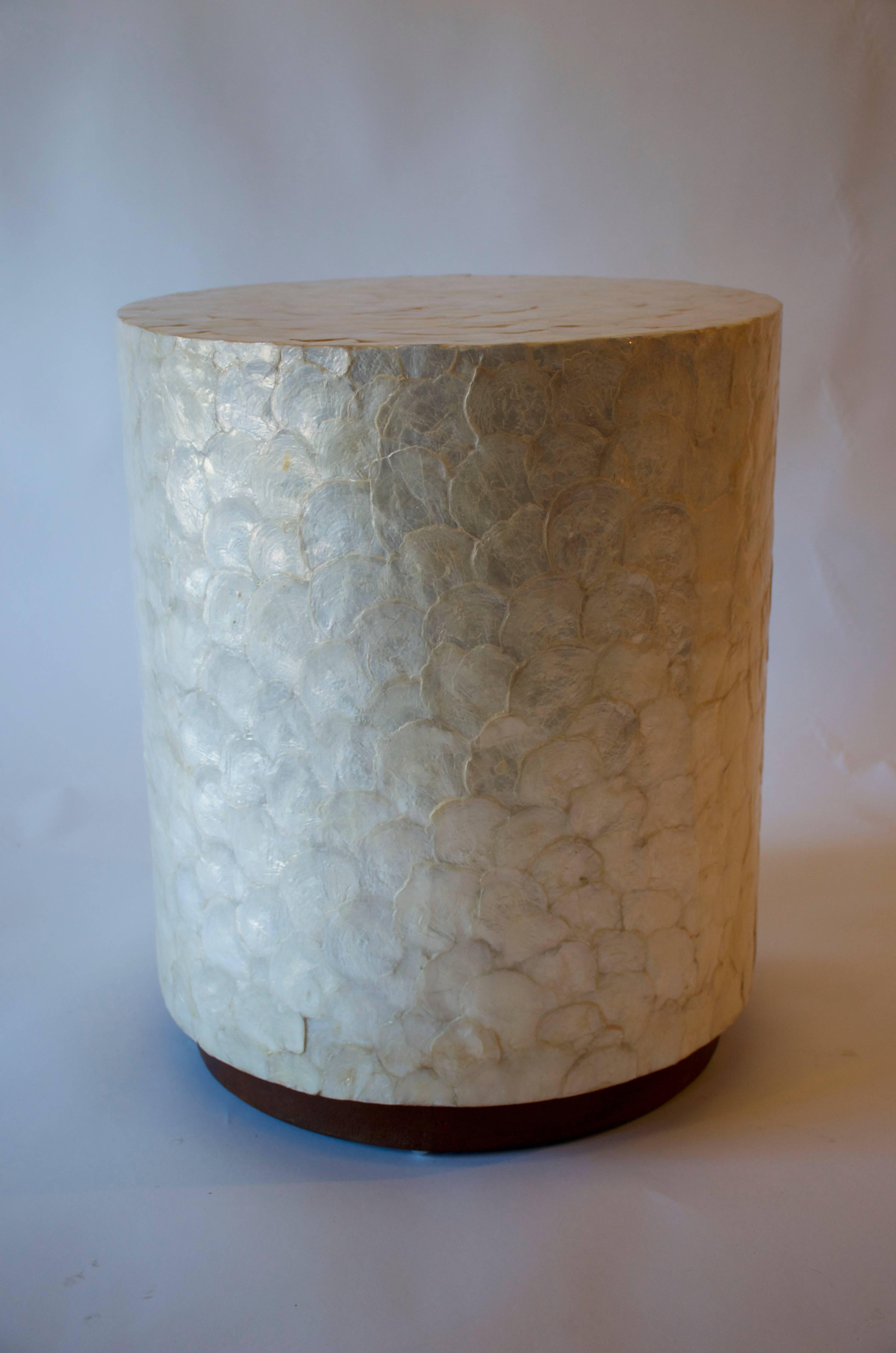 Capiz Shell Side Table In Good Condition For Sale In Southampton, NY
