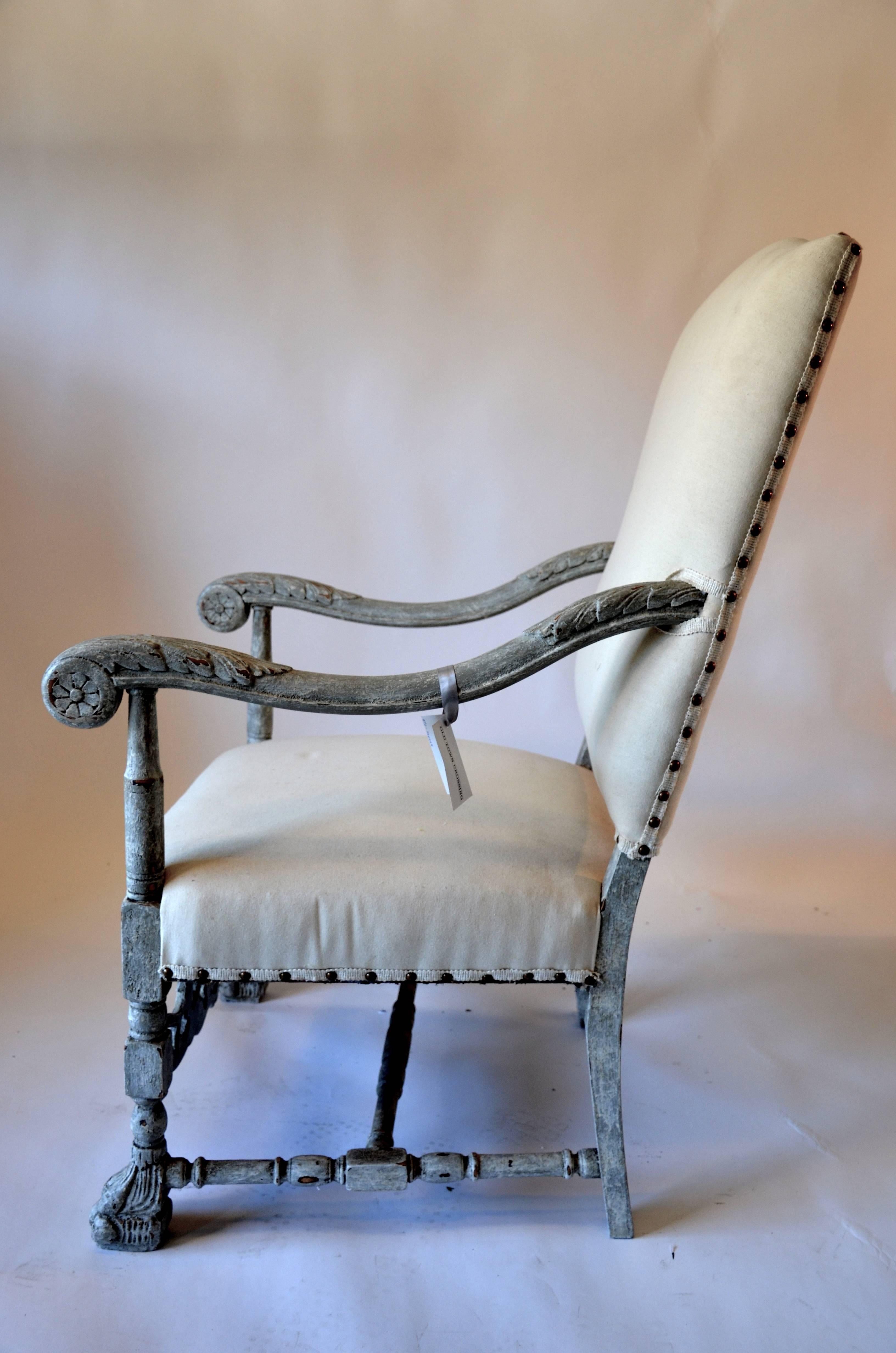 Gustavian finish, exquisite carvings and nailhead detail.