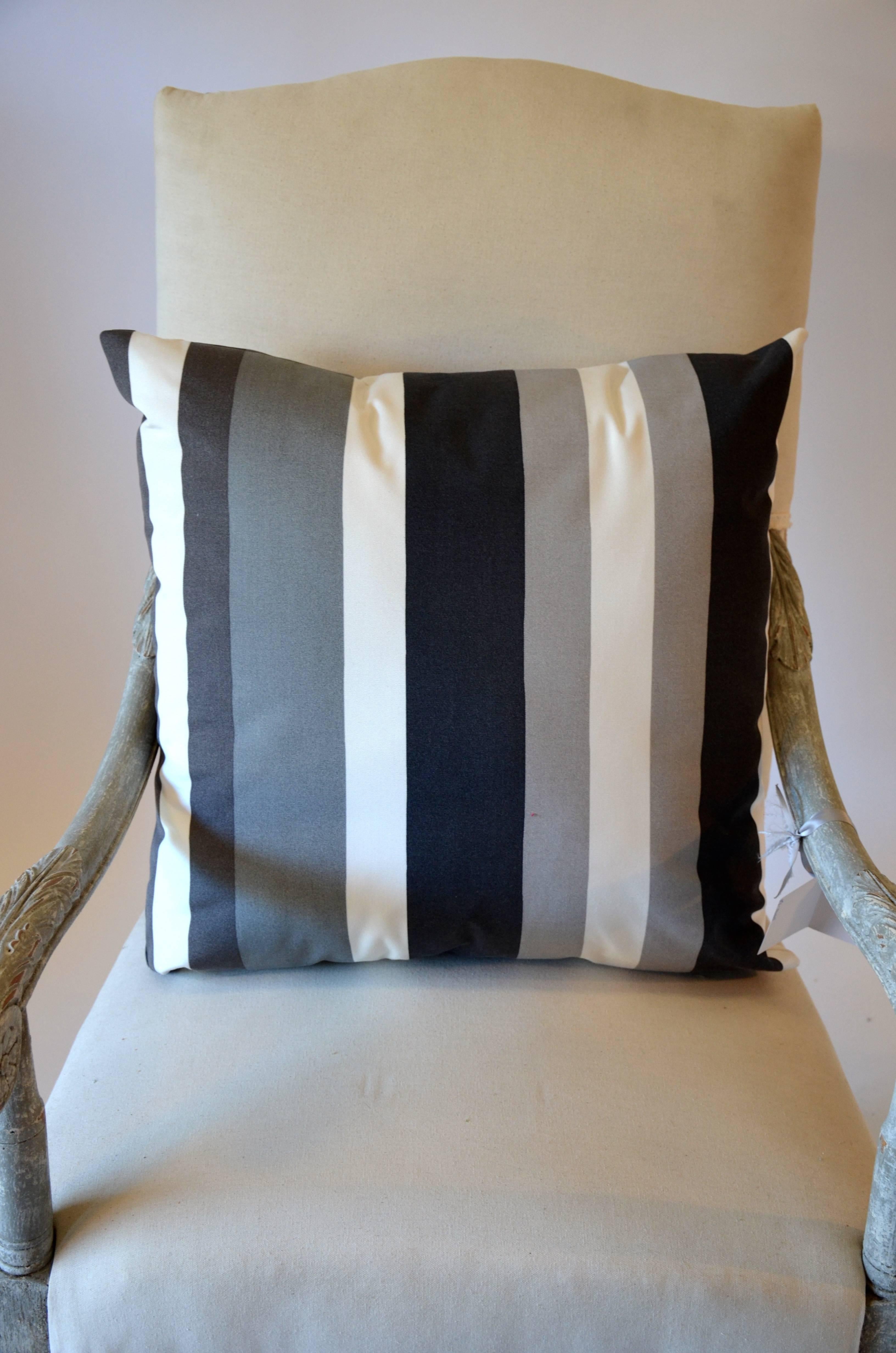 Modern awning stripe pillow. Premium fast drying fill.