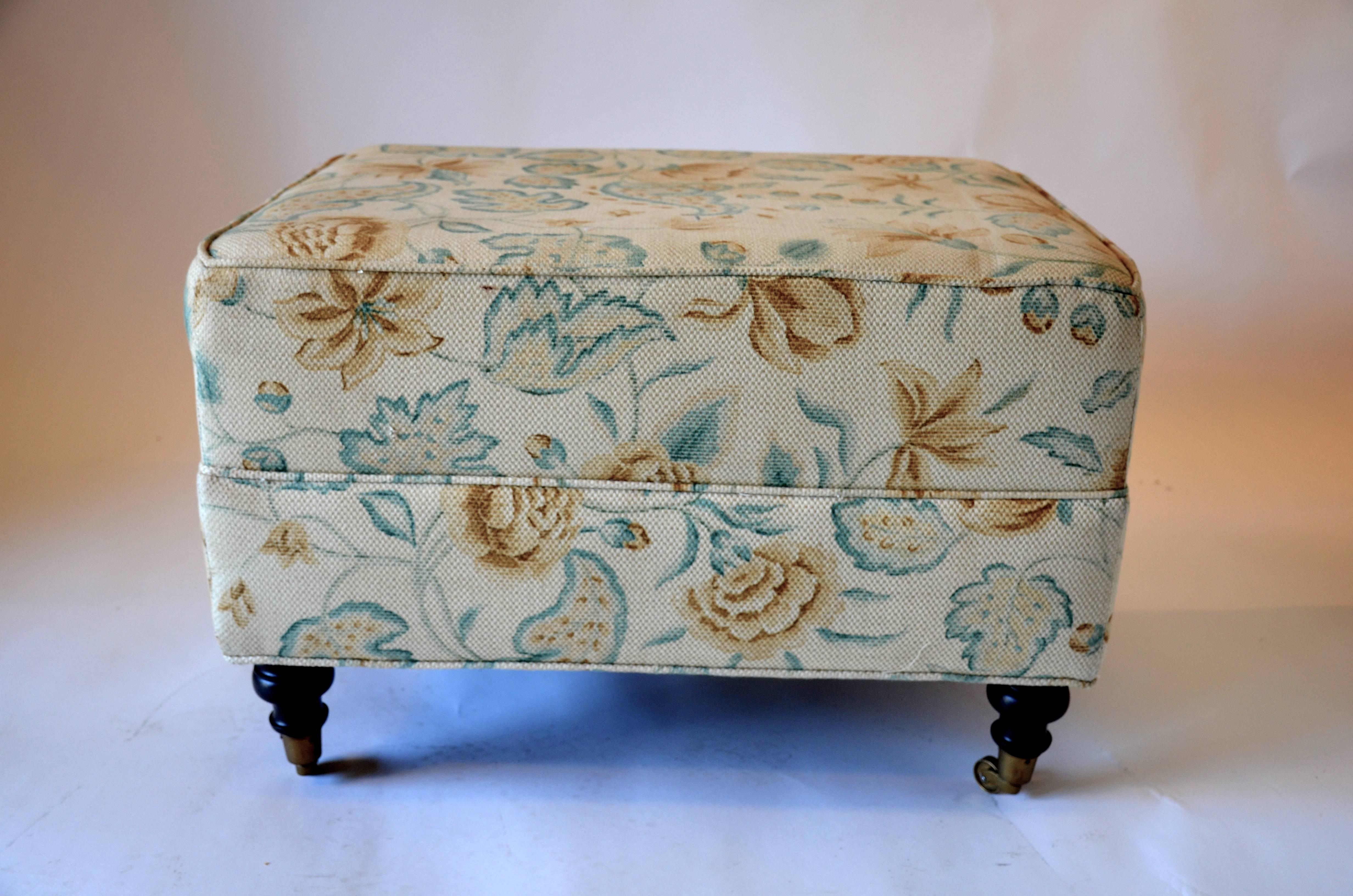 Late 20th Century Floral Waverly Ottoman For Sale
