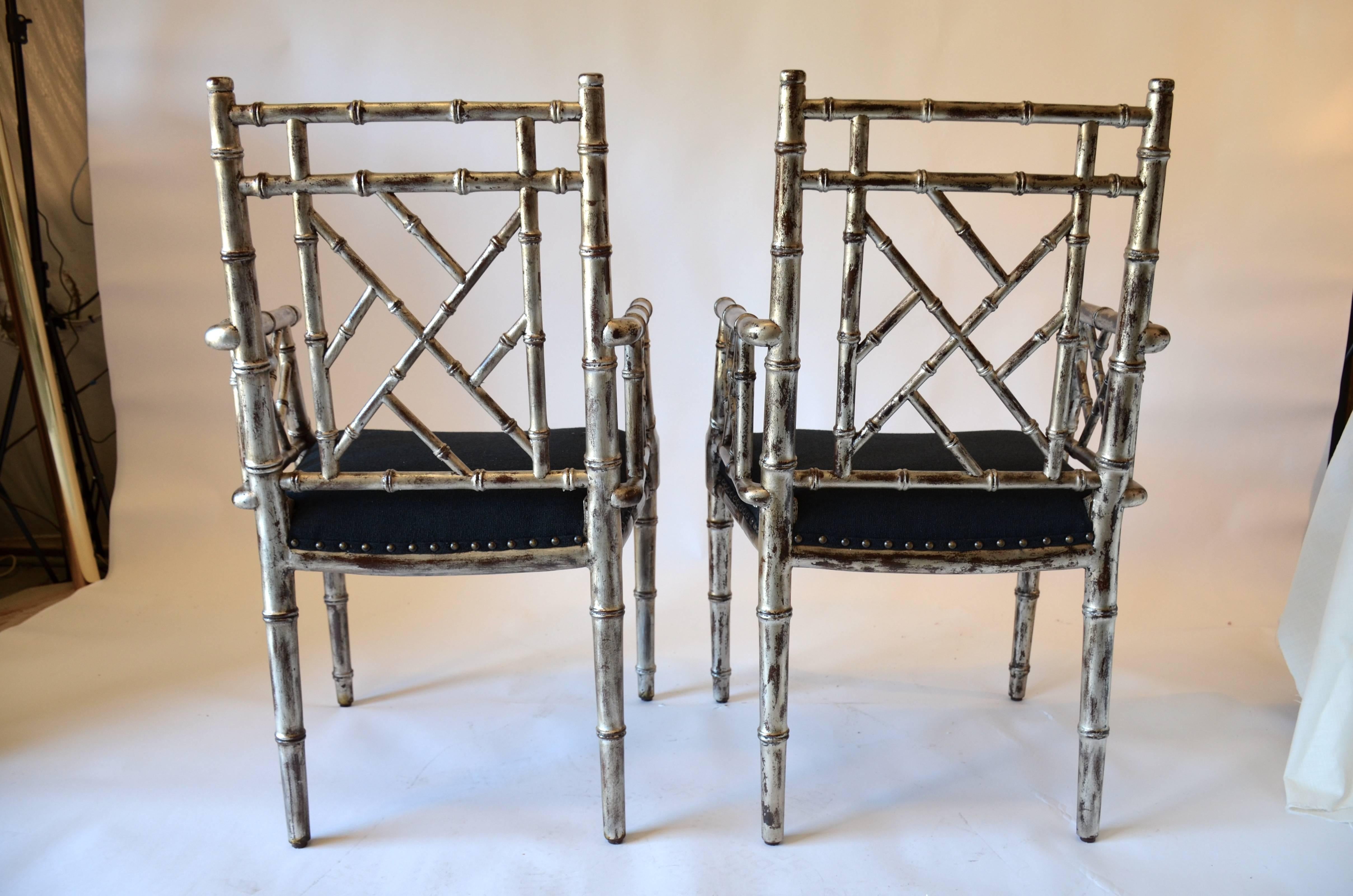 English Set of Two or Four Bamboo Armchairs For Sale