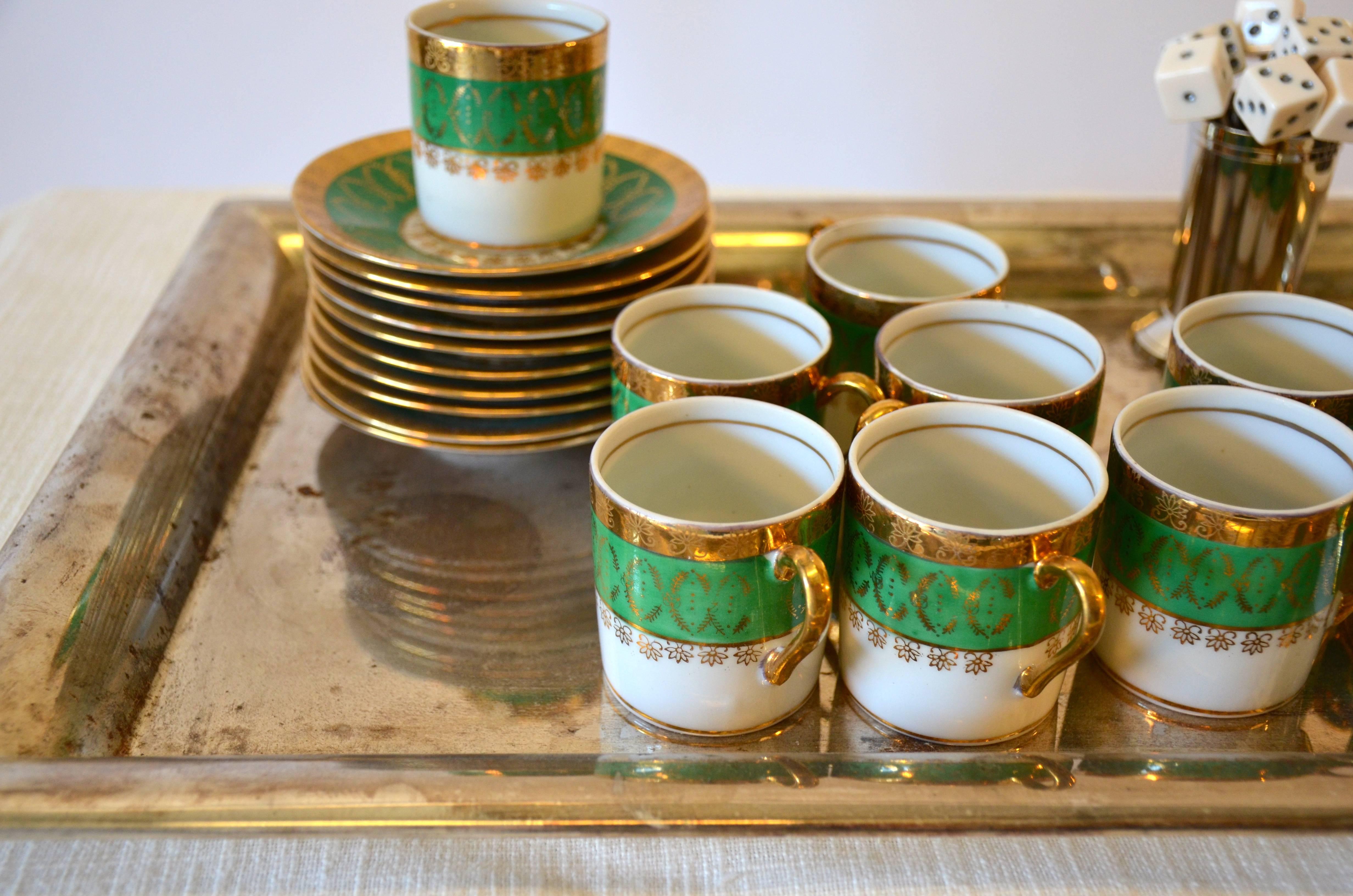 Italian Porcelain Demitasse Set In Excellent Condition For Sale In Southampton, NY