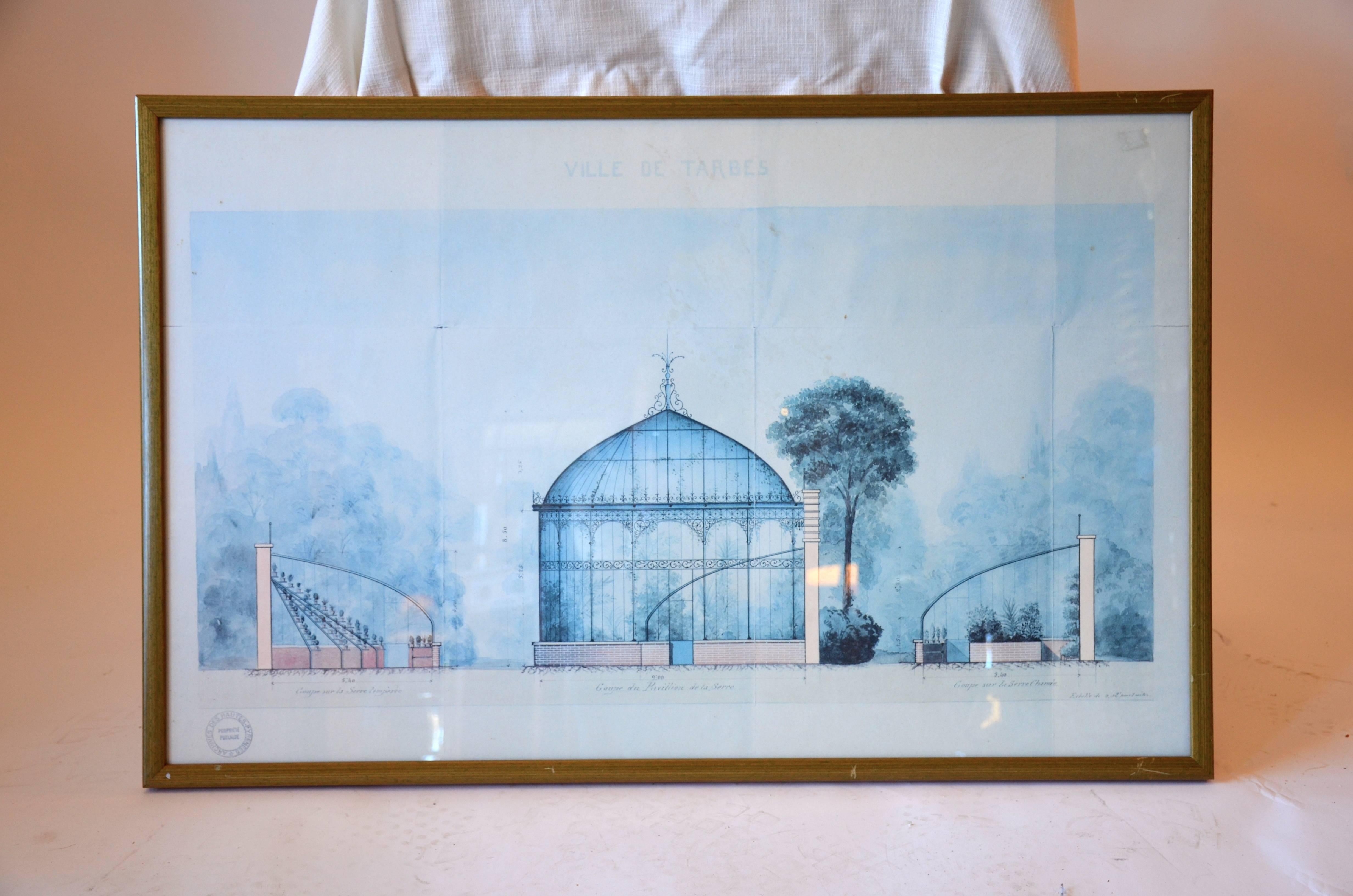 Pale blue framed print.