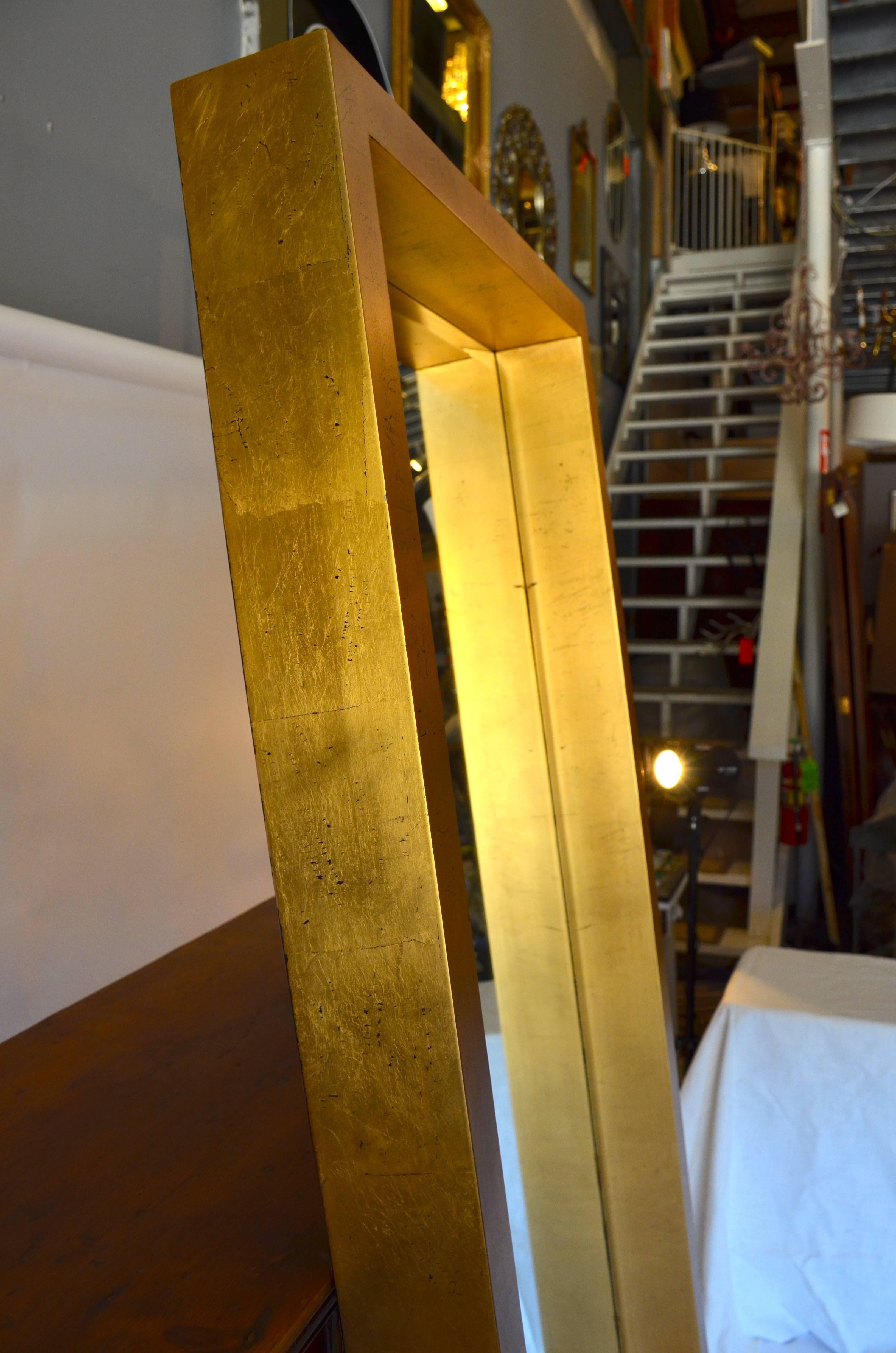 Gilt Modern Box Mirror In Good Condition In Southampton, NY