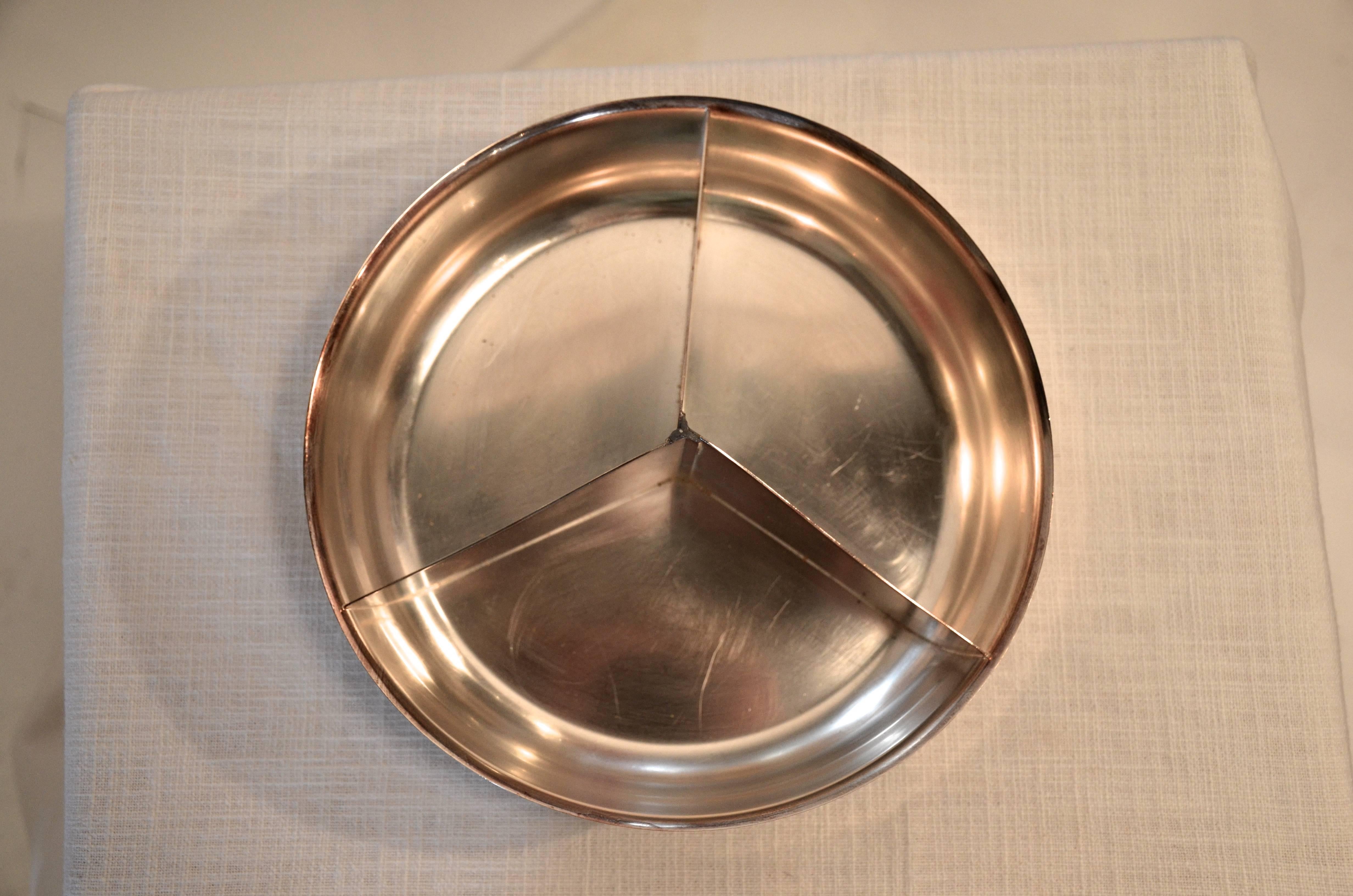 Silver Divided Snack Bowl For Sale 3